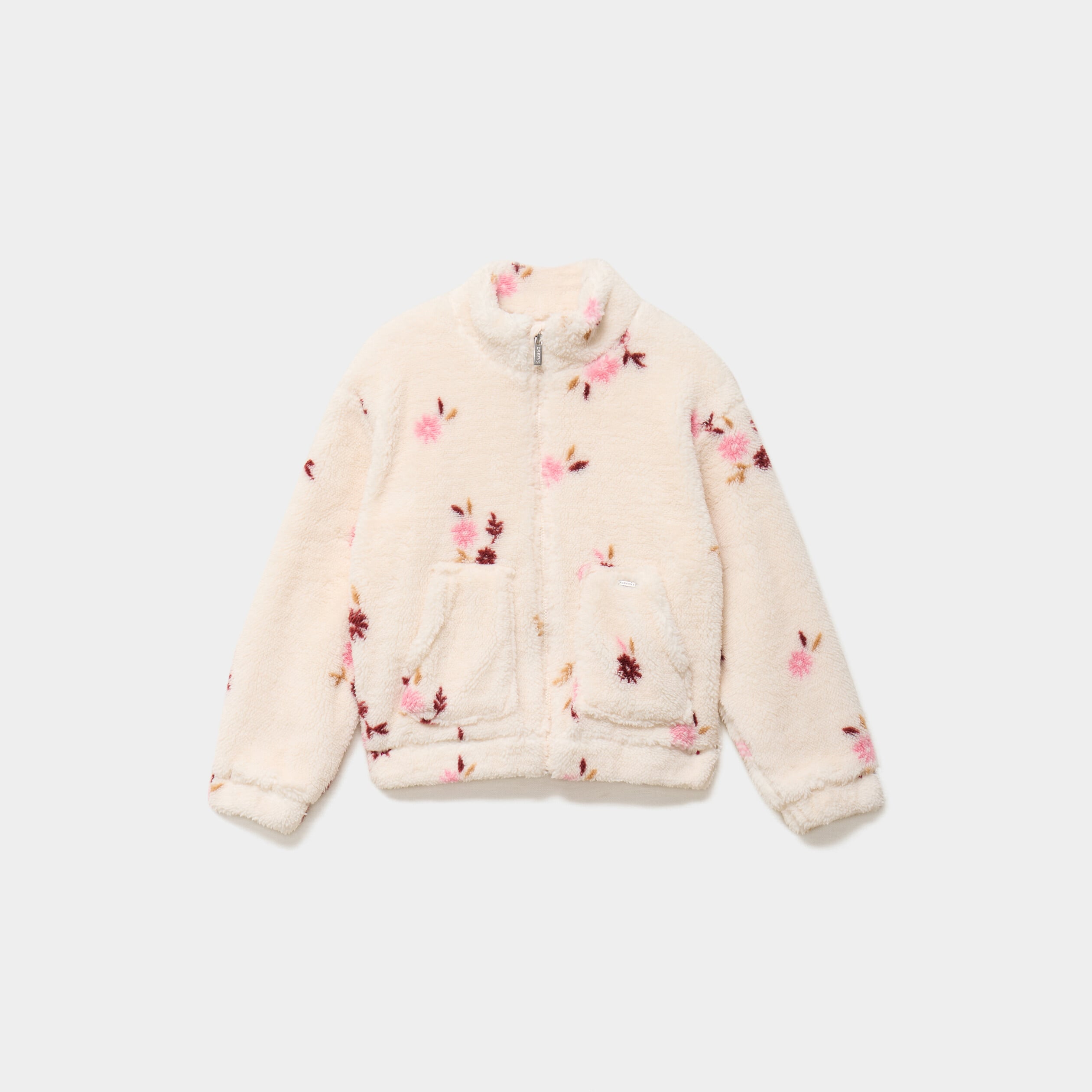 Gilet polaire zipp&eacute; col montant beige fille