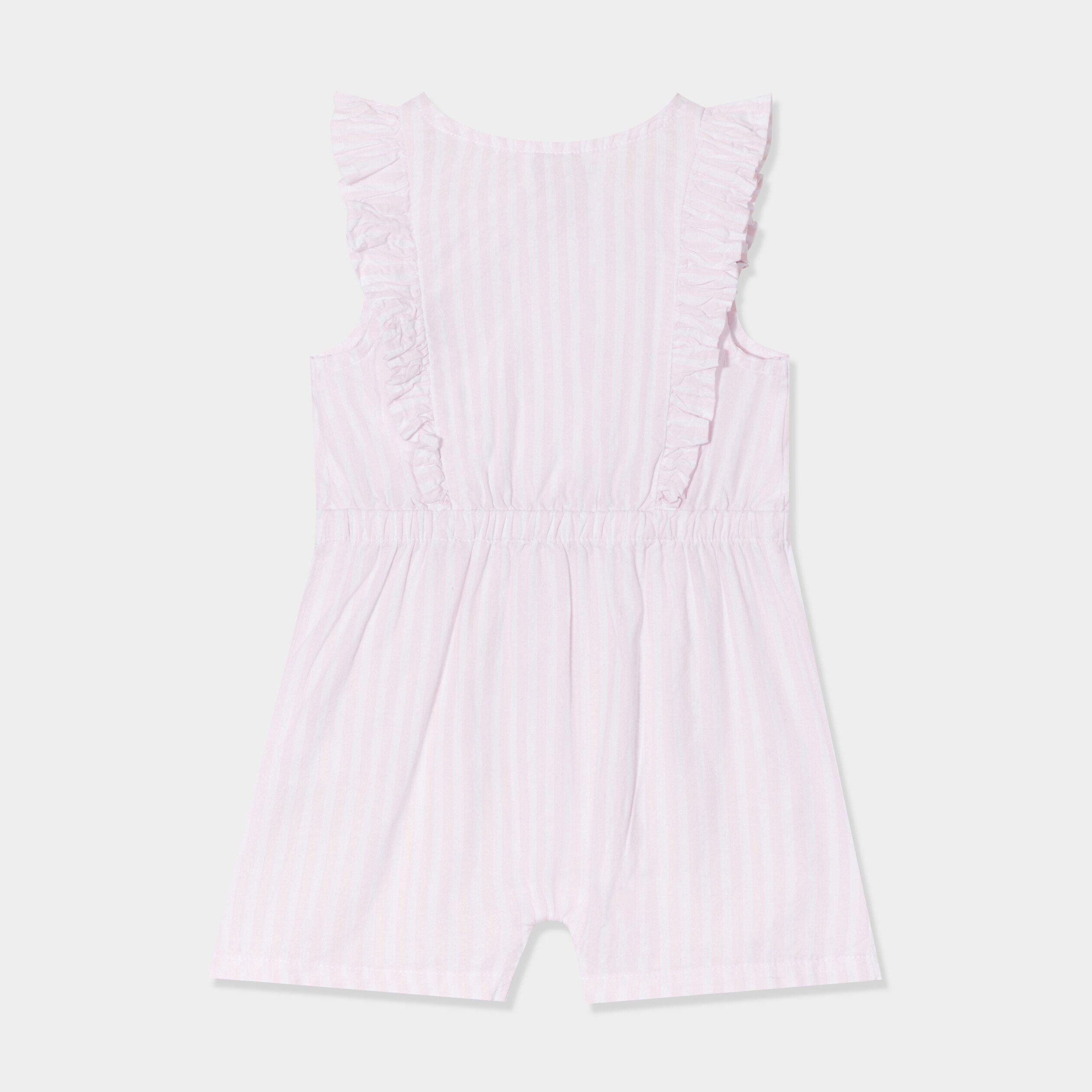 Combishort manches volants coton rose clair bébé fille