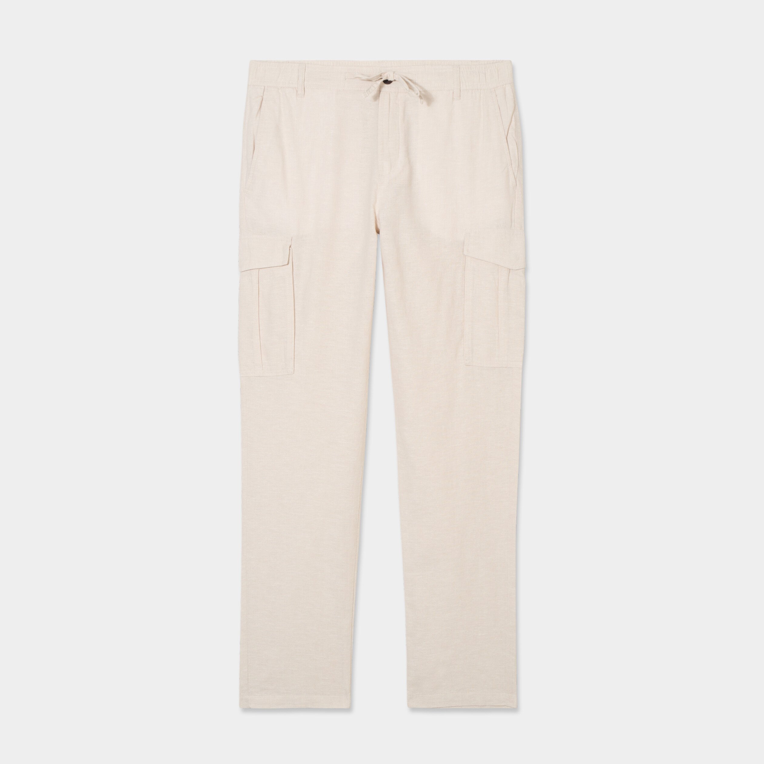 pantalon cargo en lin melange gris clair homme Pantalon cargo en lin mélangé gris clair homme