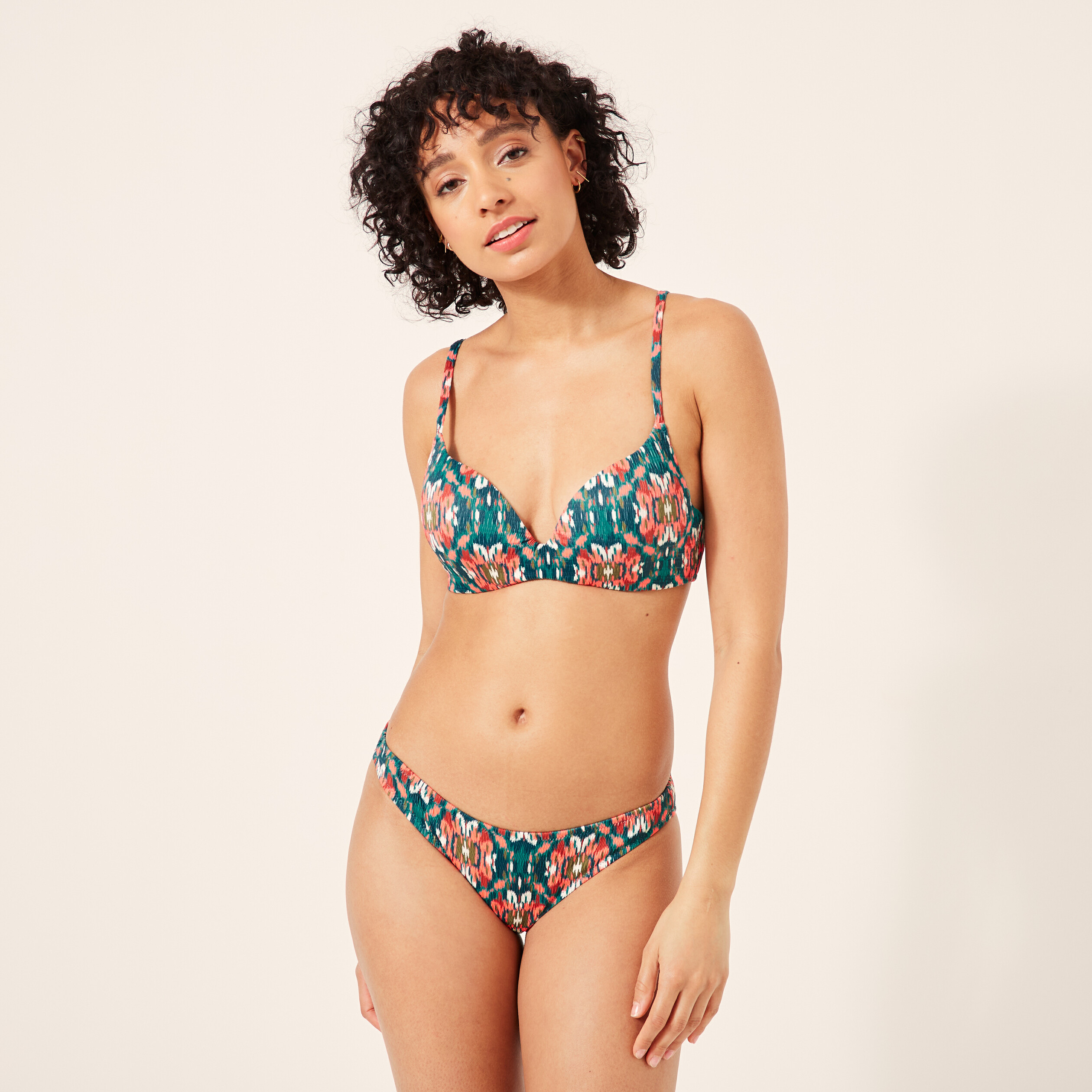 Haut de maillot push up coordonnable bleu p&eacute;trole femme