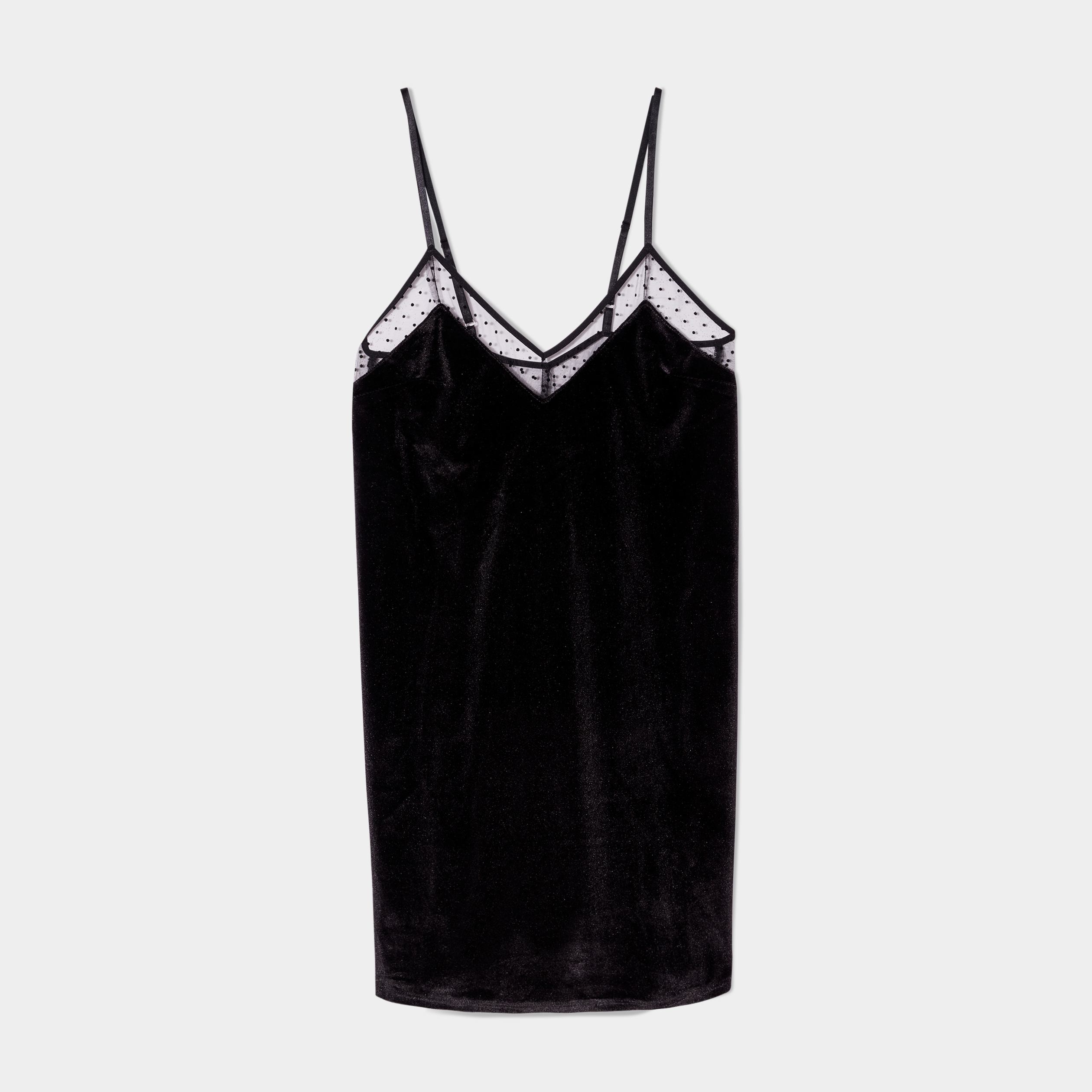 Nuisette en velours avec plumetis noir femme