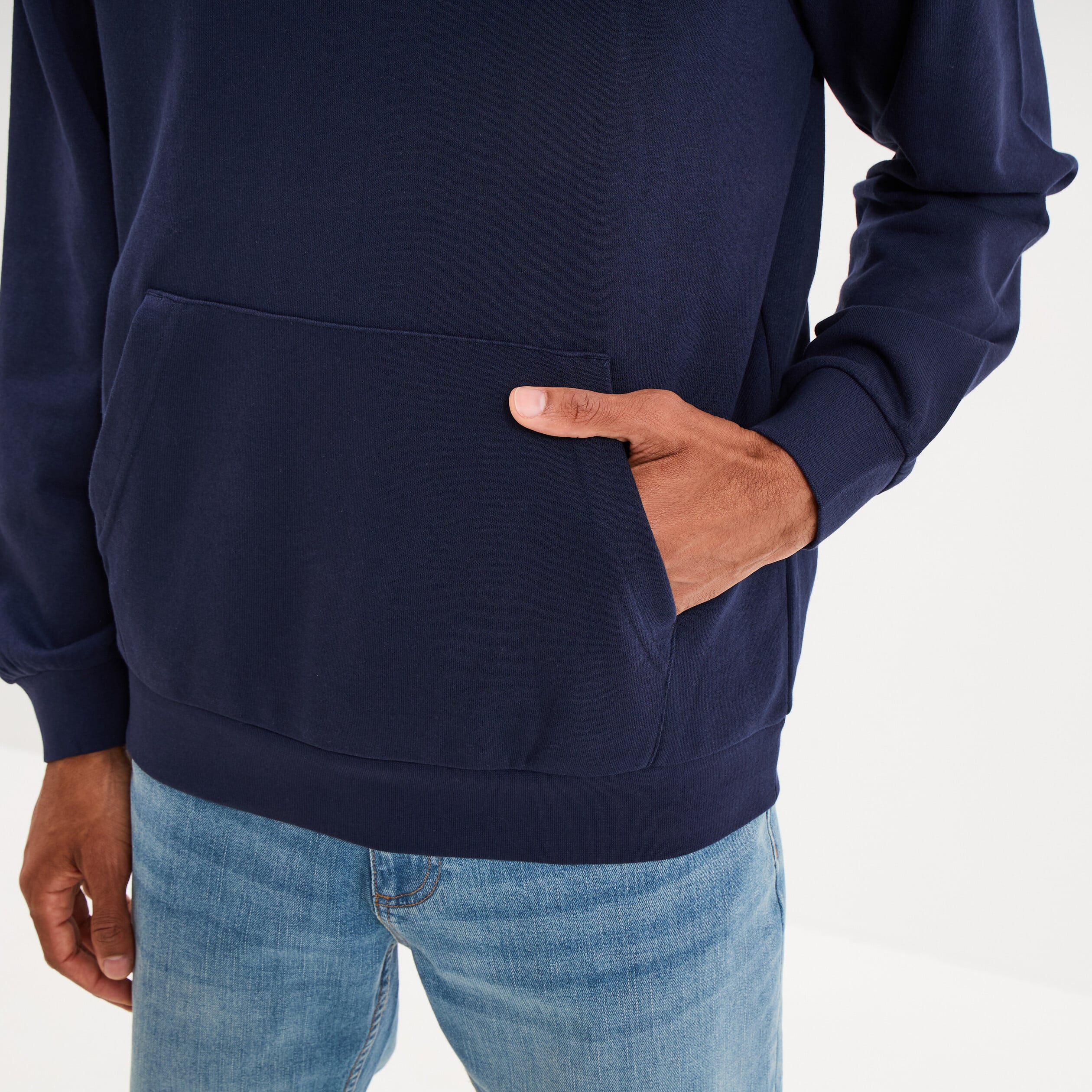 Sweat hoodie droit molleton Kappa bleu marine homme
