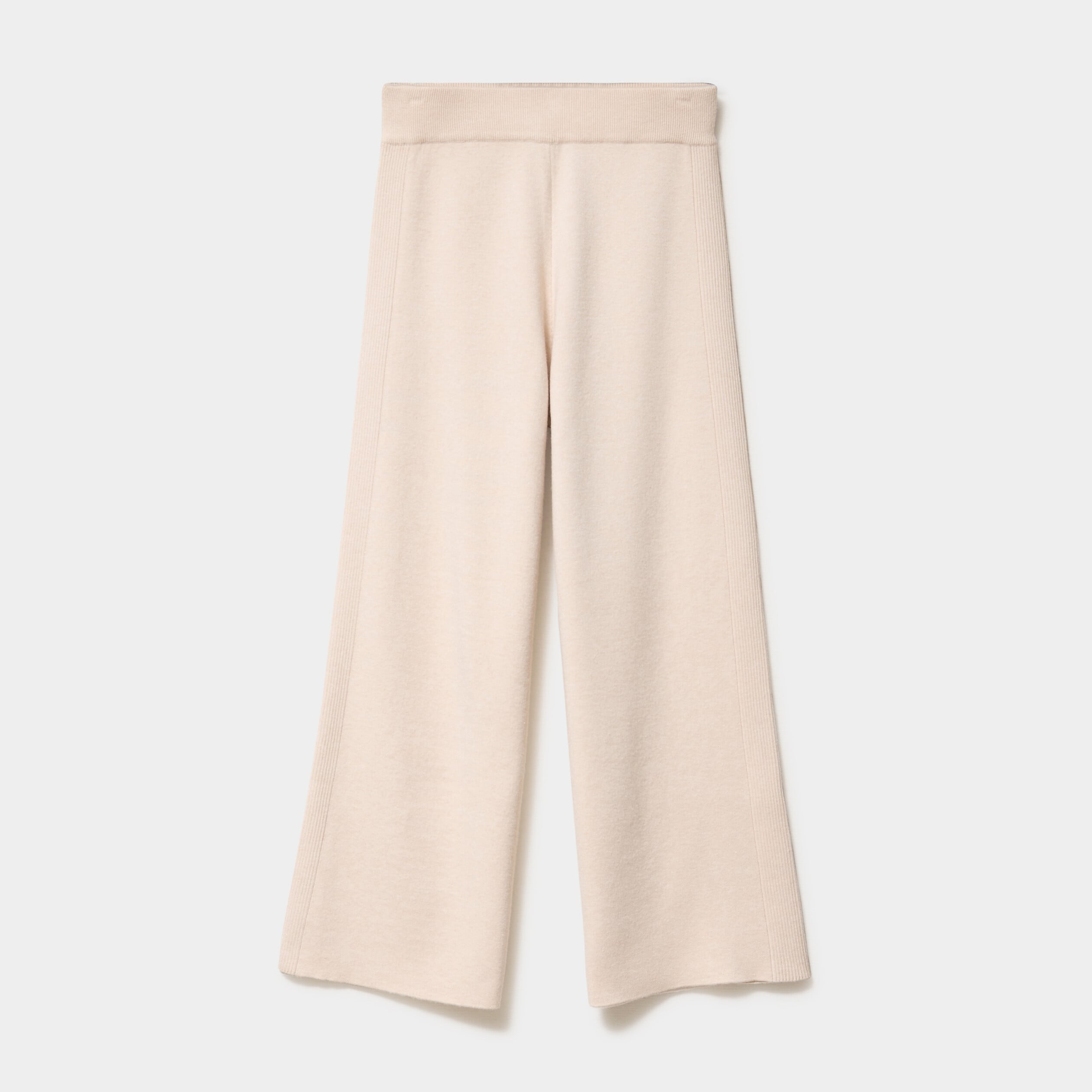 Pantalon tricot taille &eacute;lastiqu&eacute;e beige femme