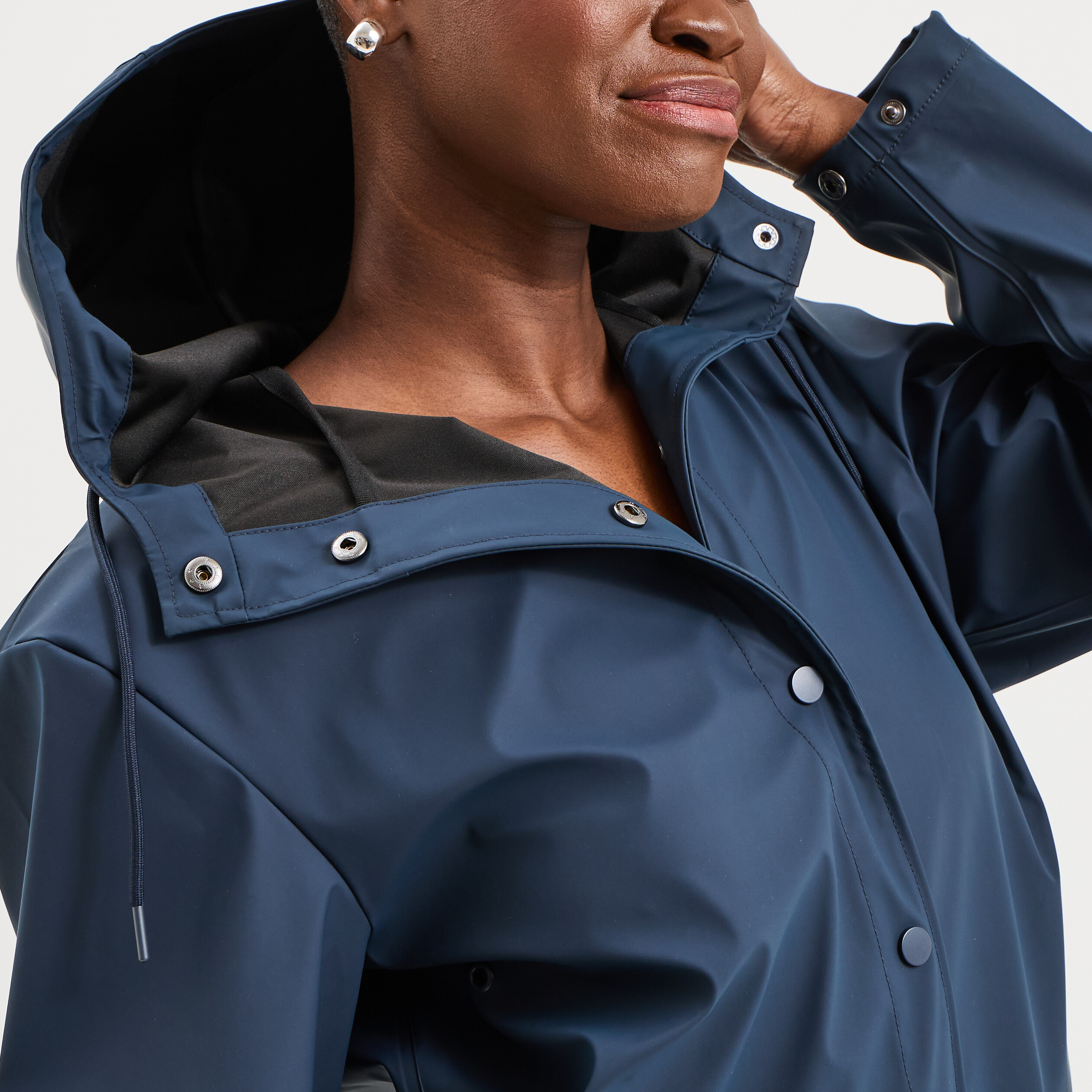 Parka imperm&eacute;able coupe-vent &agrave; capuche bleu marine femme