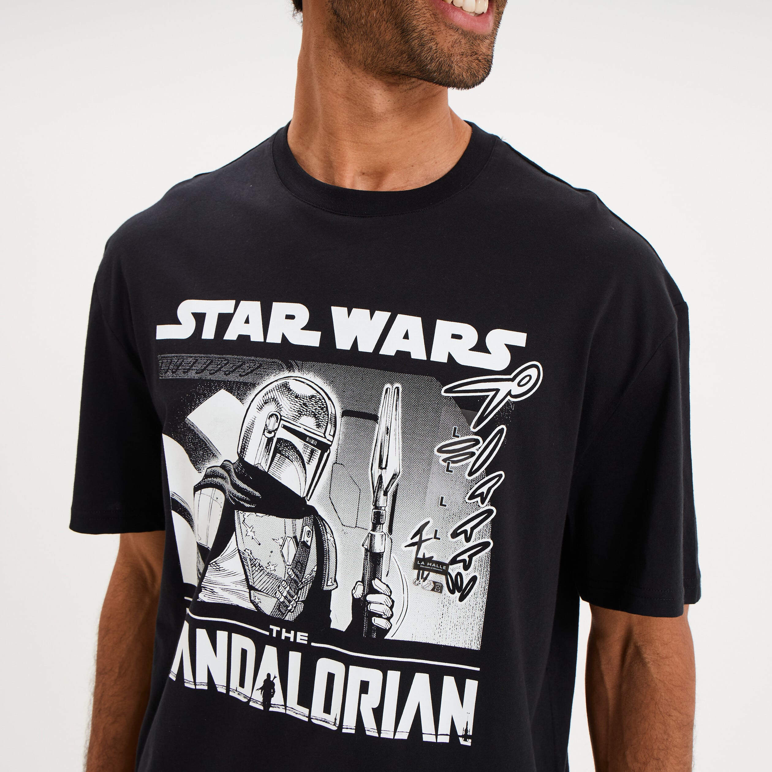 T-shirt coton Star Wars Mandalorian noir homme