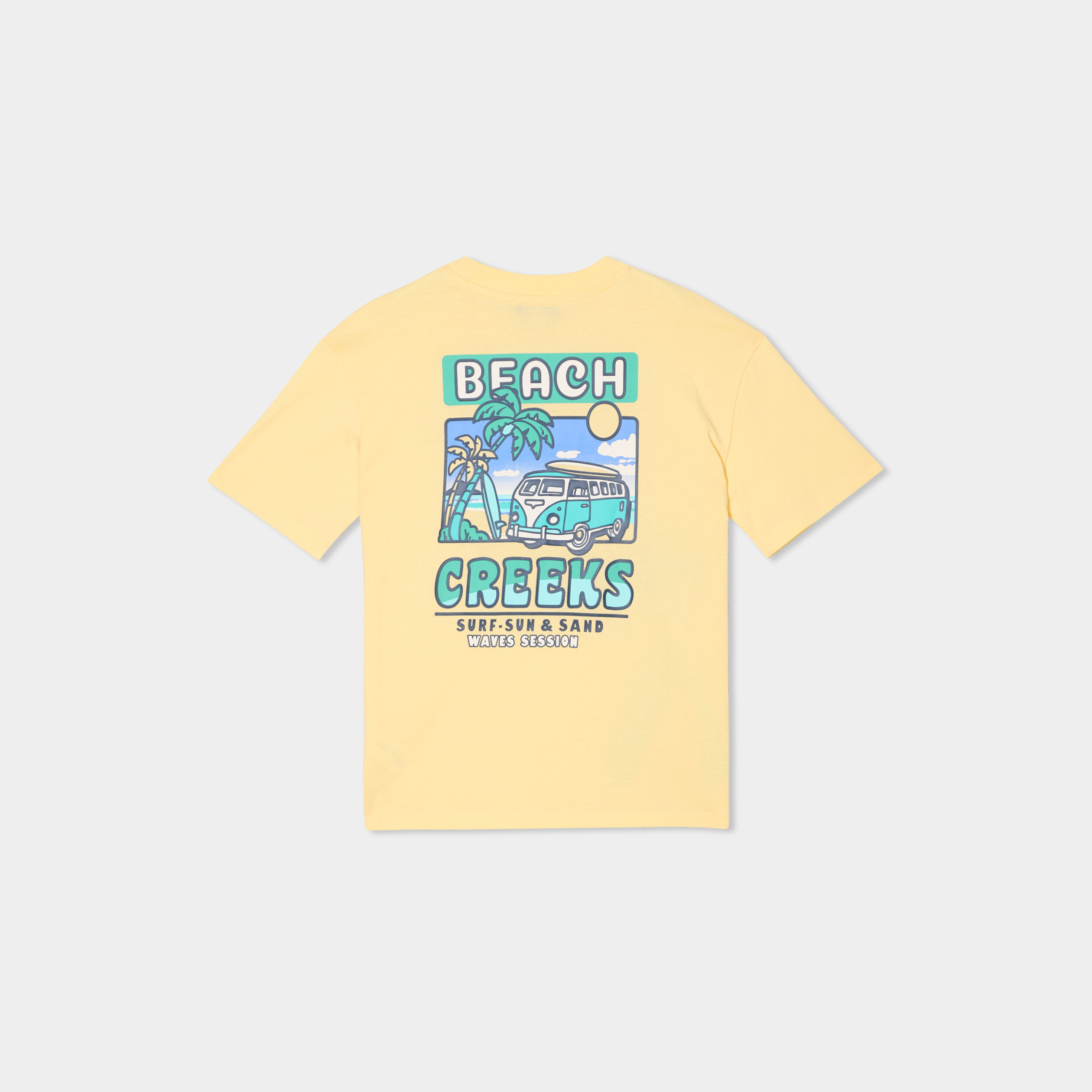 T-shirt manches courtes coton jaune clair gar&ccedil;on