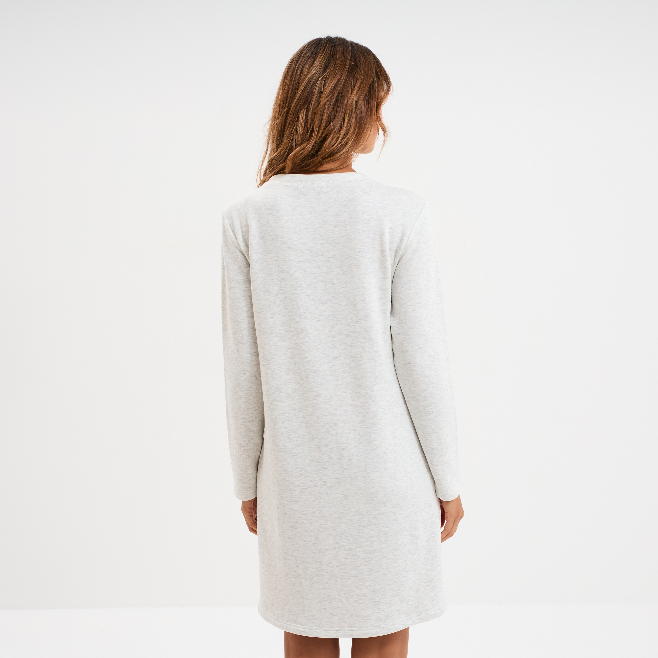 Chemise de nuit manches longues gris clair femme
