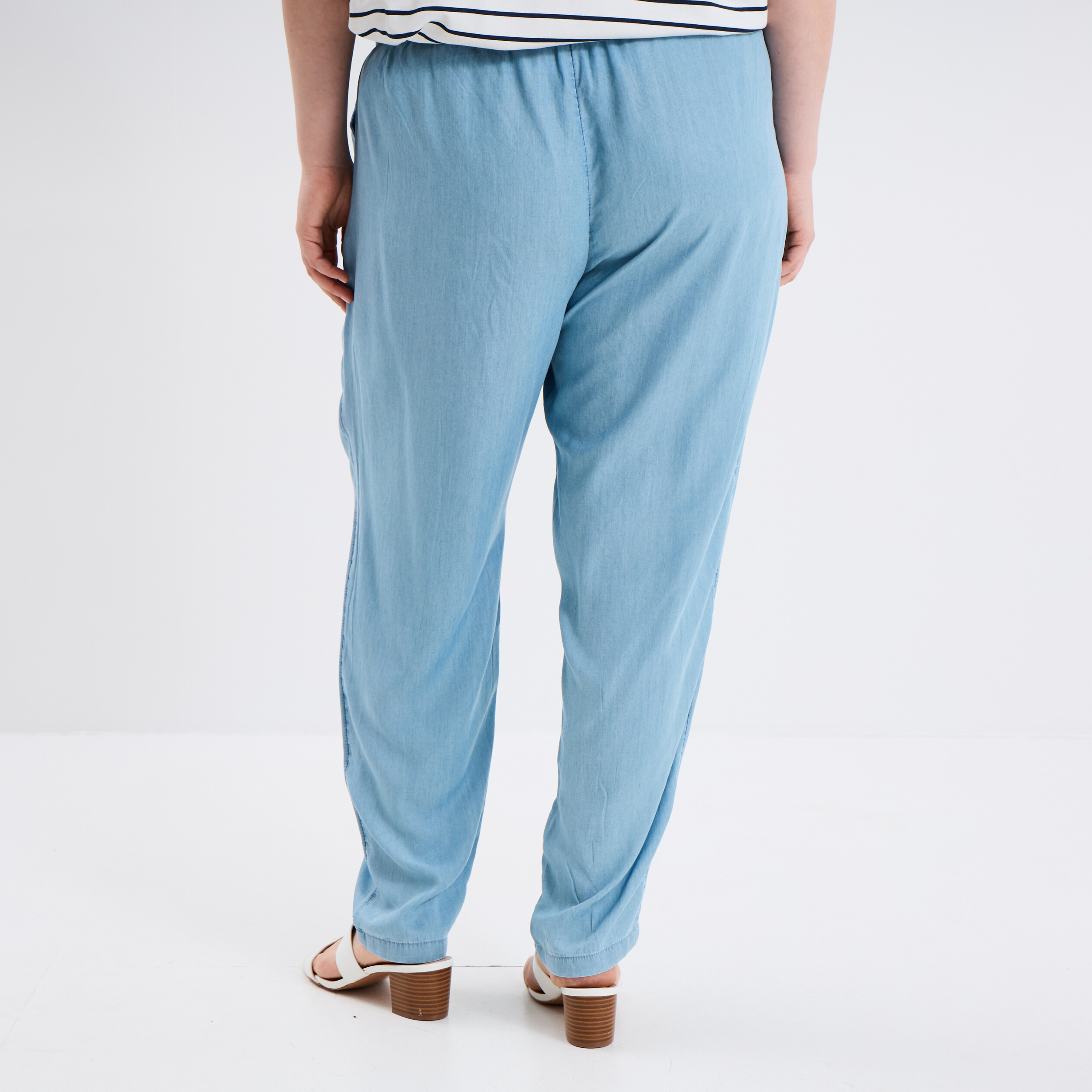 Pantalon Femme Mondi Bleu Turquoise En Laine Mélangée - Taille Haute, Coupe Droite, Taille 38