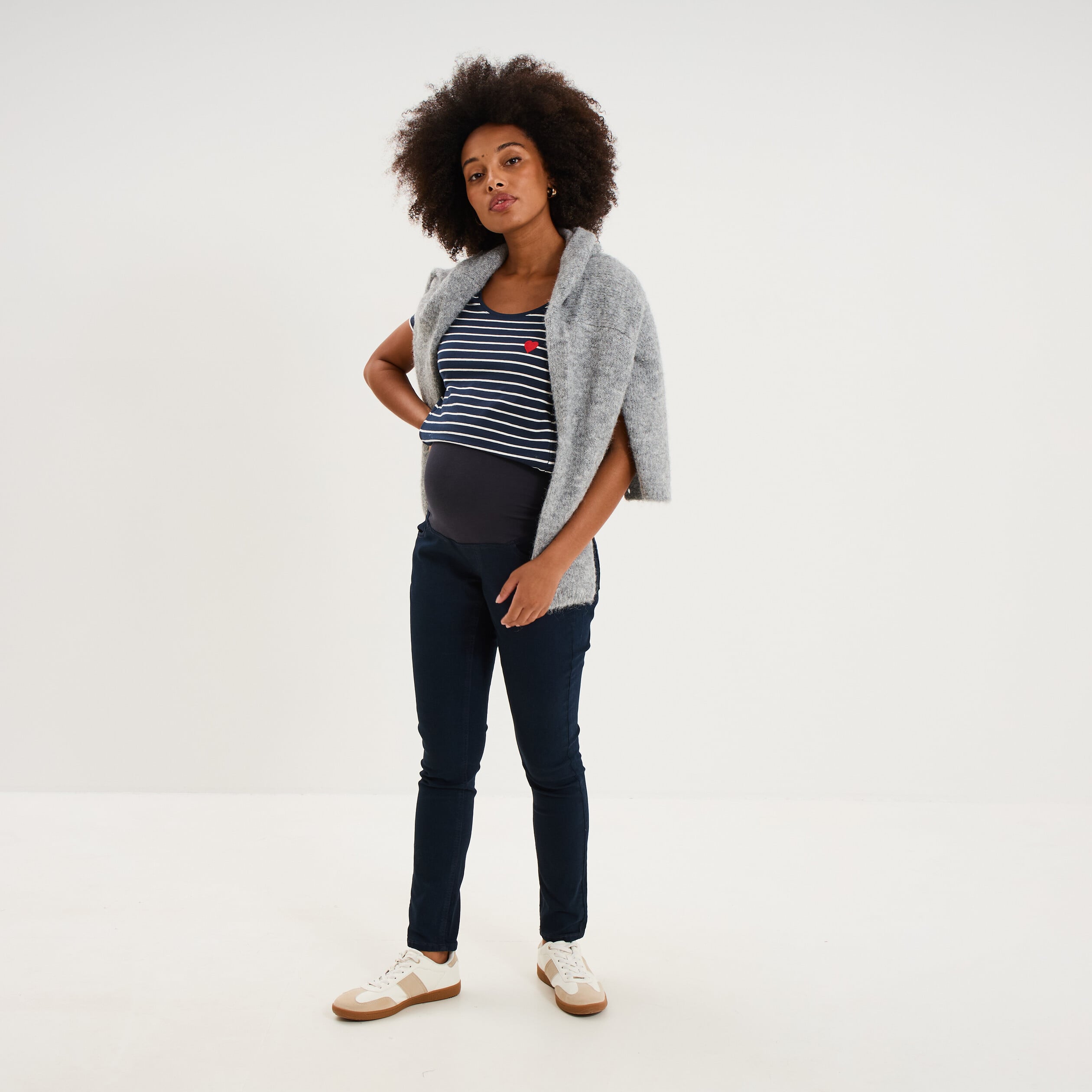 Jegging grossesse confort avec bandeau denim blue black femme maternit&eacute;