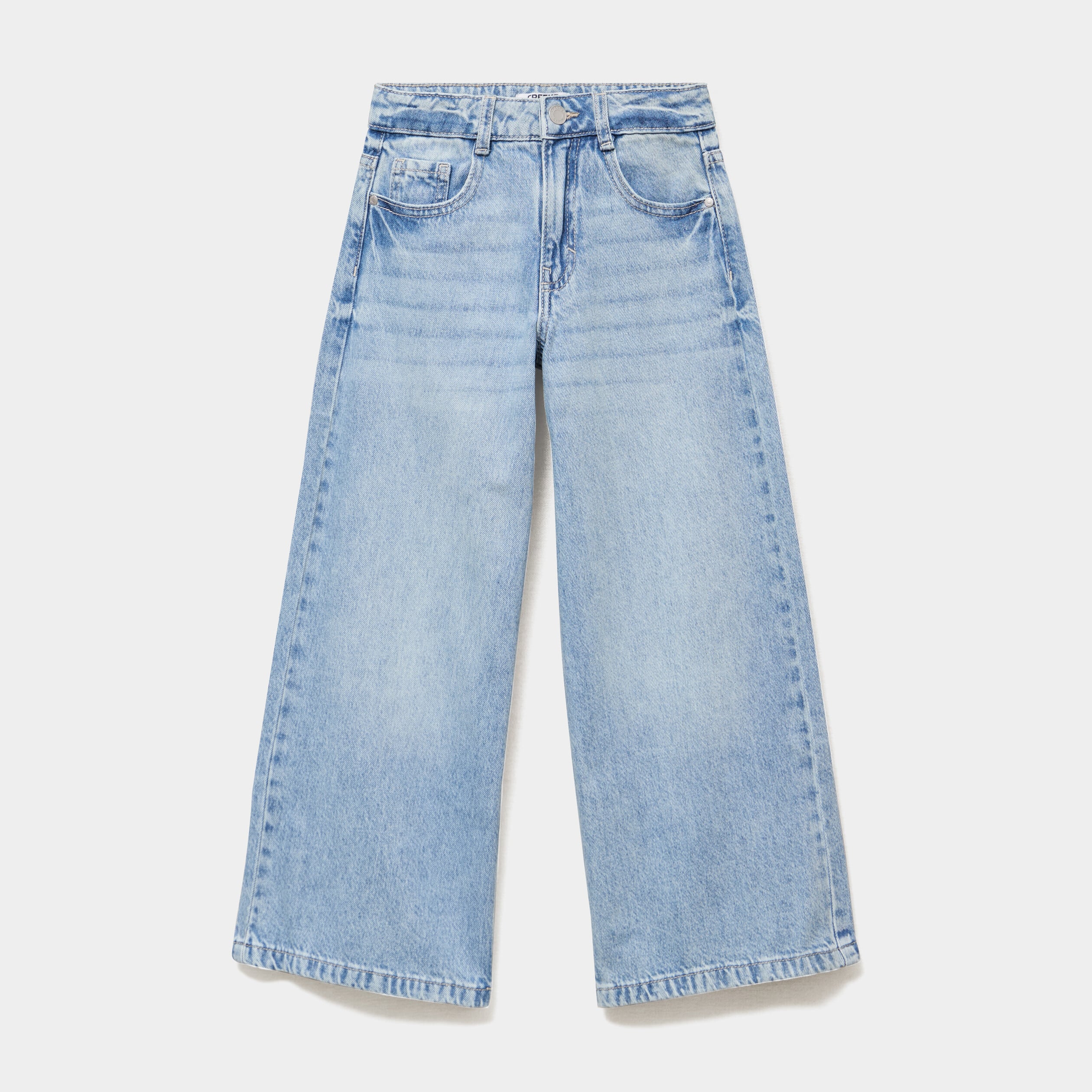 Jean large 5 poches taille ajustable denim triple stone fille