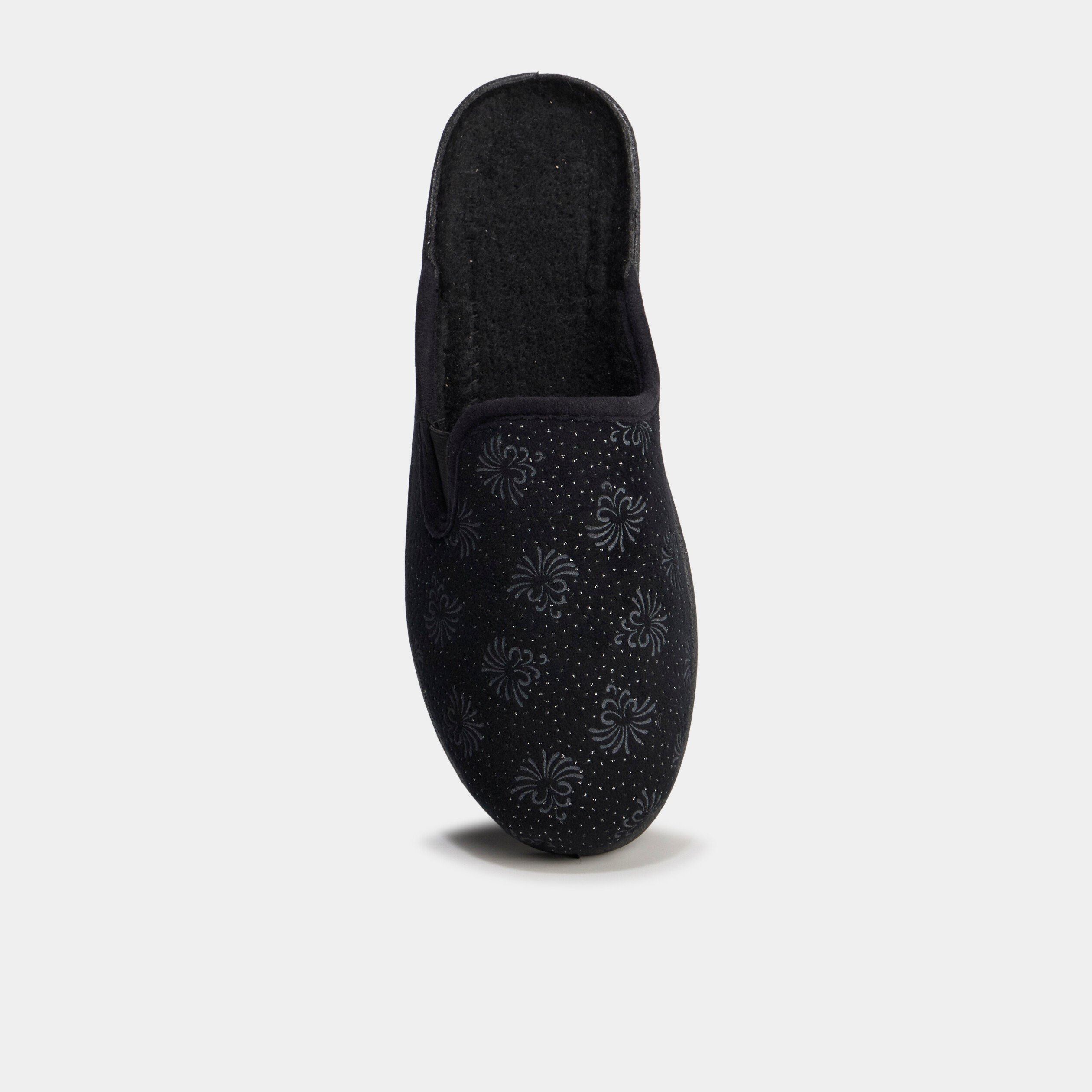 Chaussons mules compensés noir femme