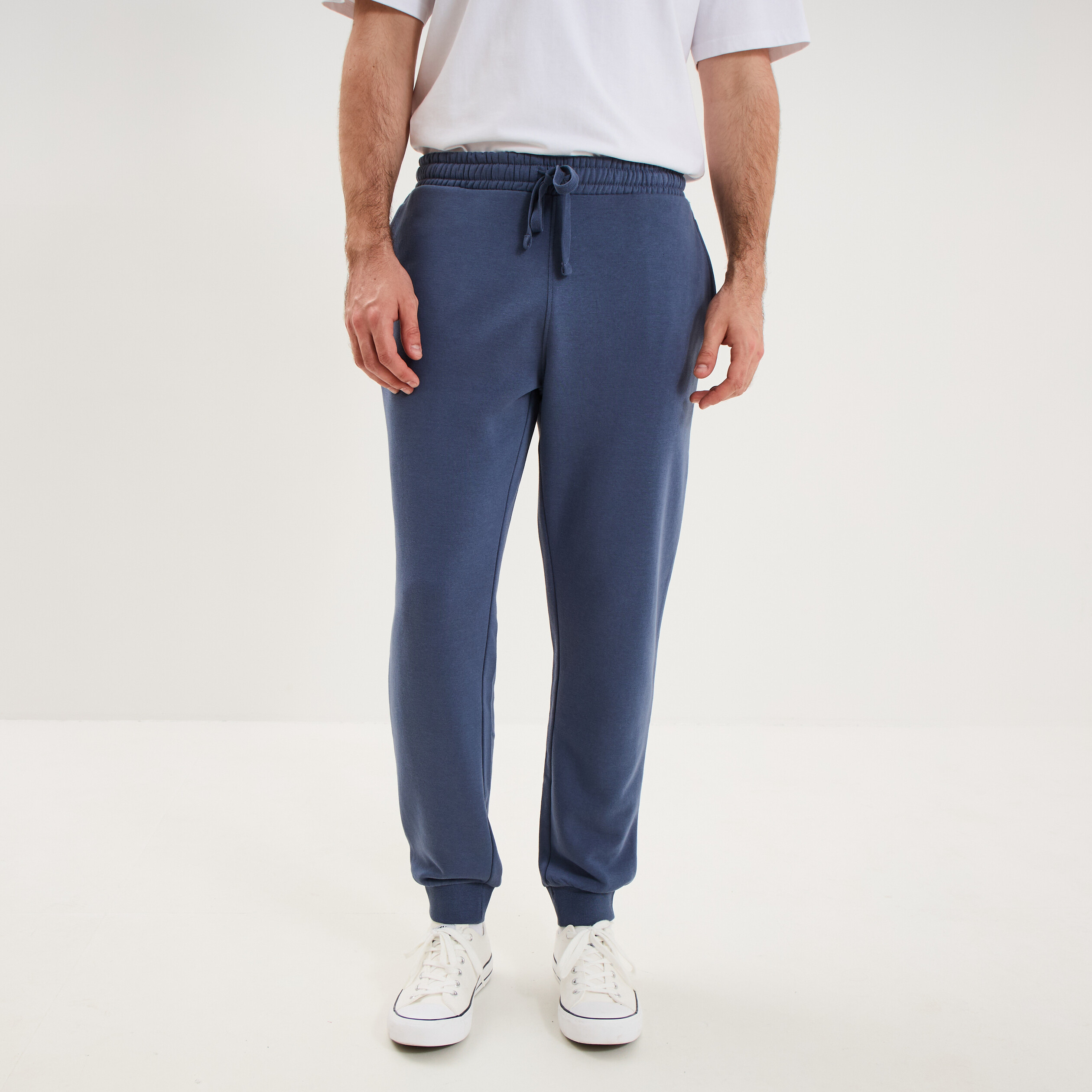 Pantalon jogging droit molleton bleu lavande homme