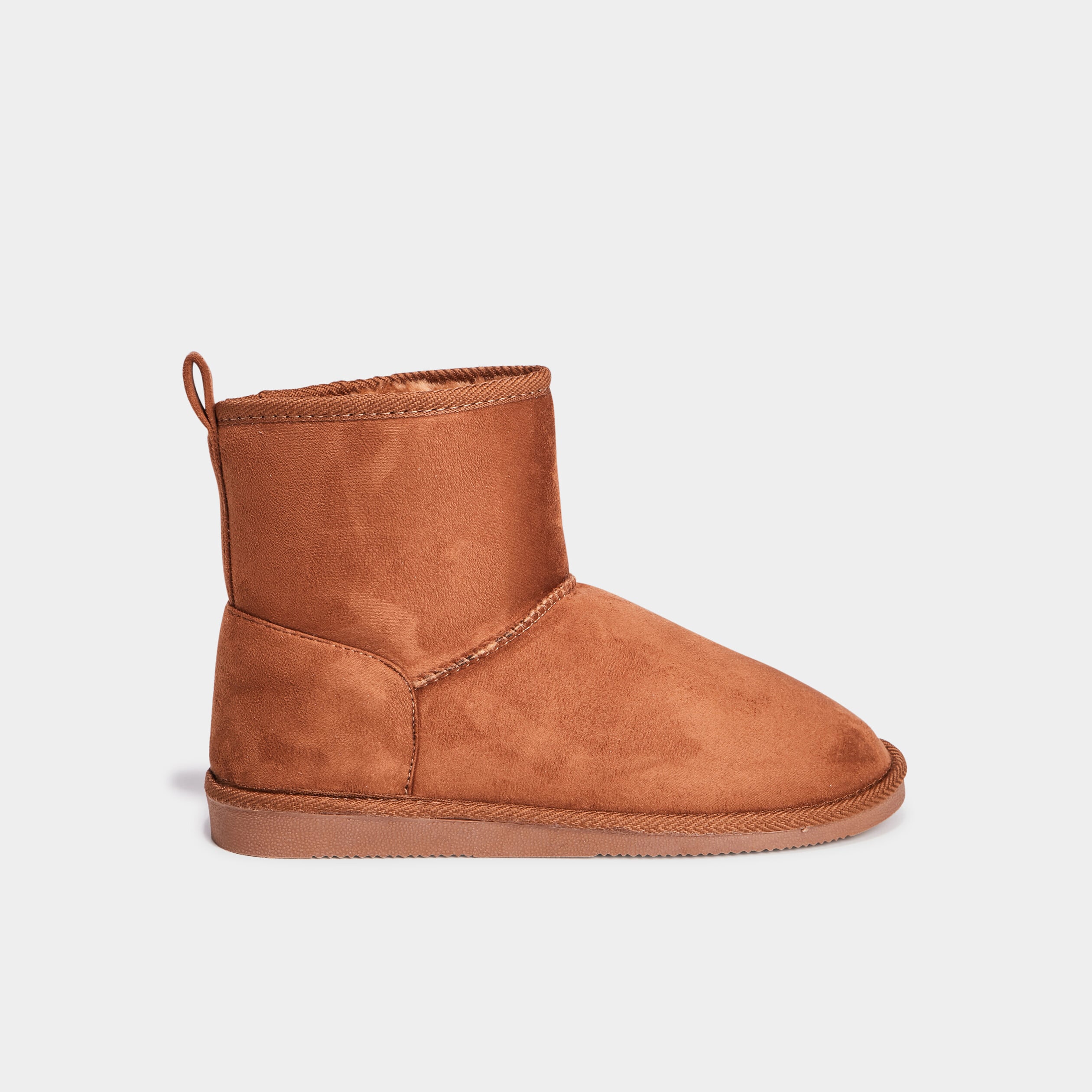 Bottines fourr&eacute;es effet su&eacute;dine marron femme