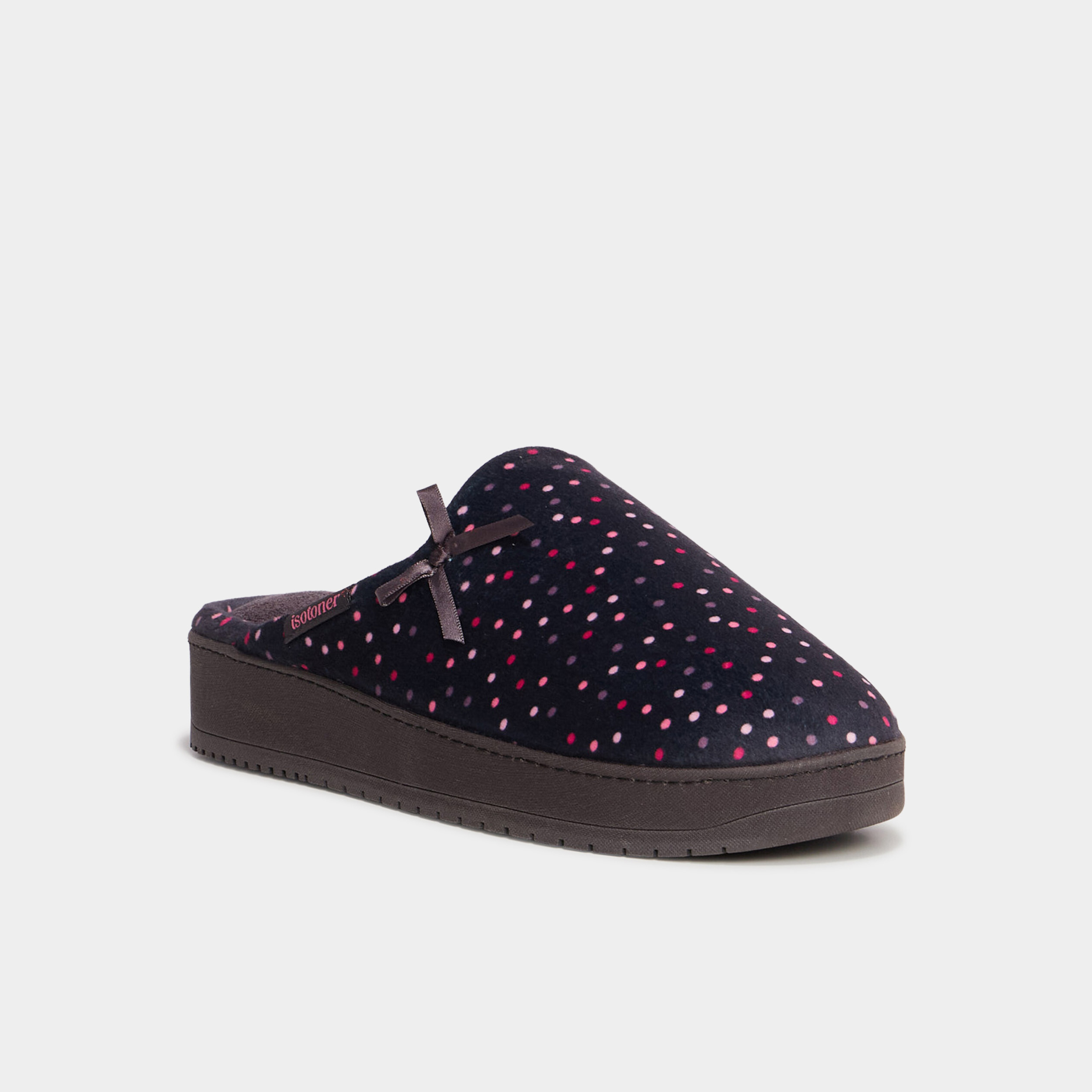 chaussons mules lavables isotoner bleu gris femme Chaussons mules lavables Isotoner bleu gris femme