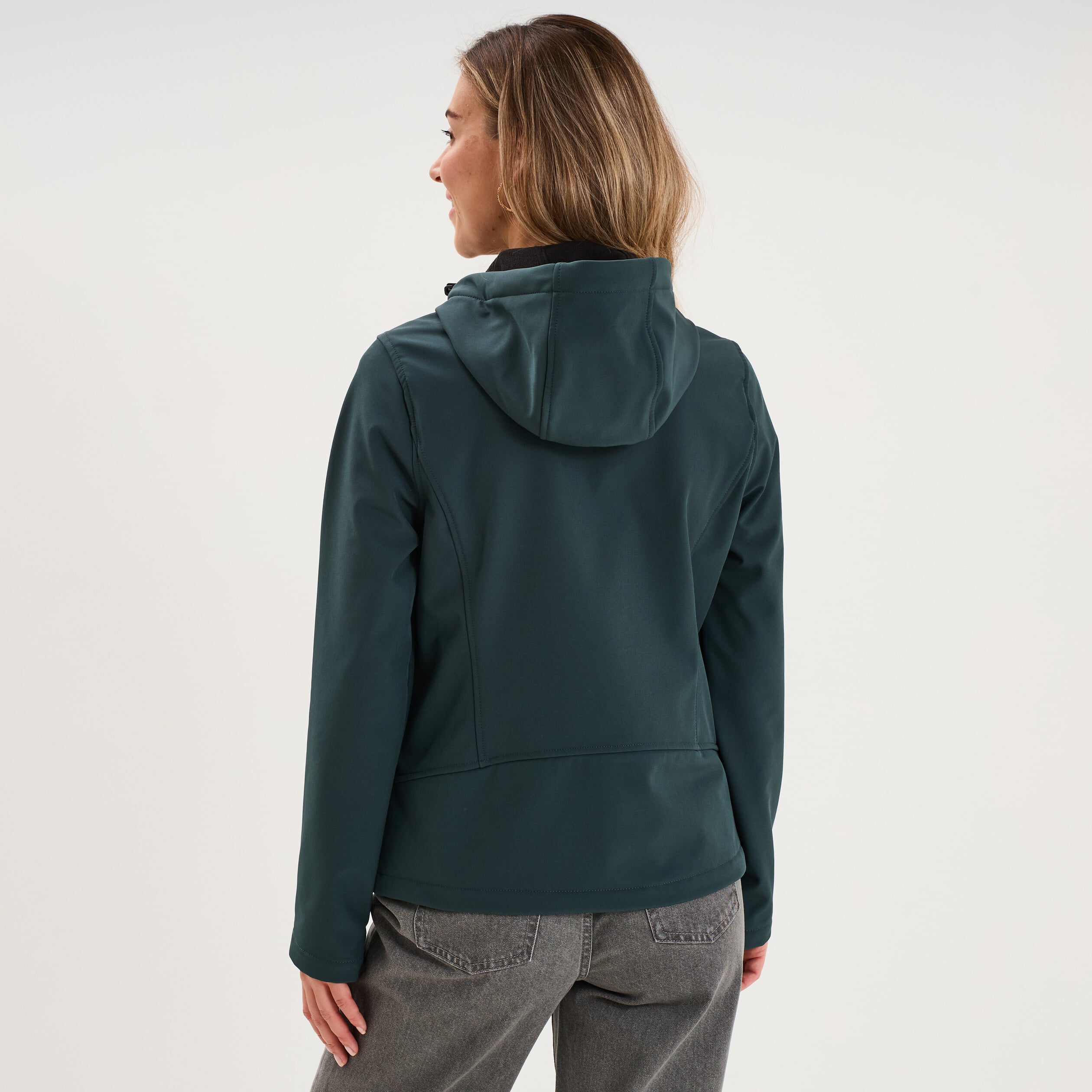 Blouson &agrave; capuche d&eacute;perlant fourr&eacute; vert fonc&eacute; femme
