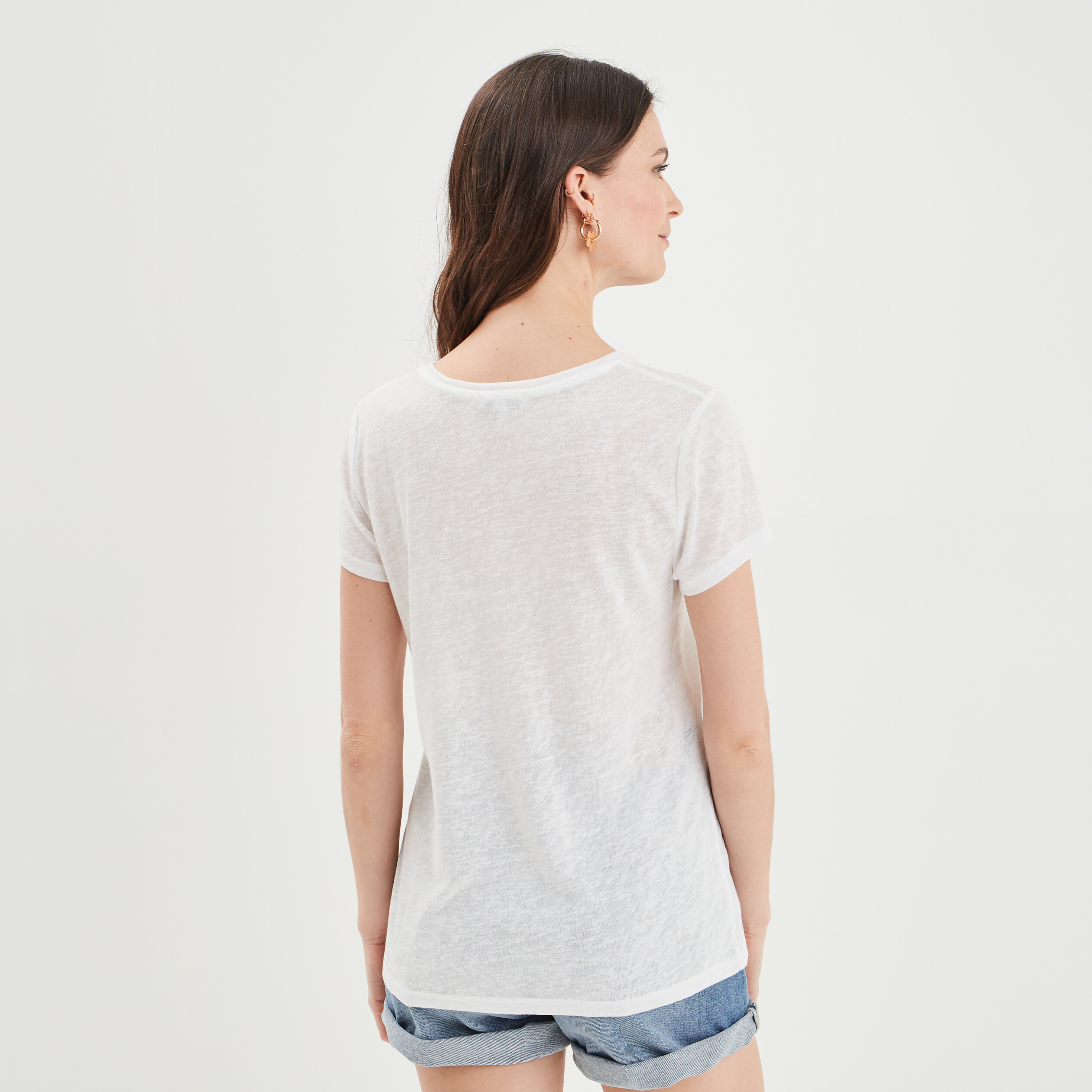 T-shirt manches courtes blanc femme