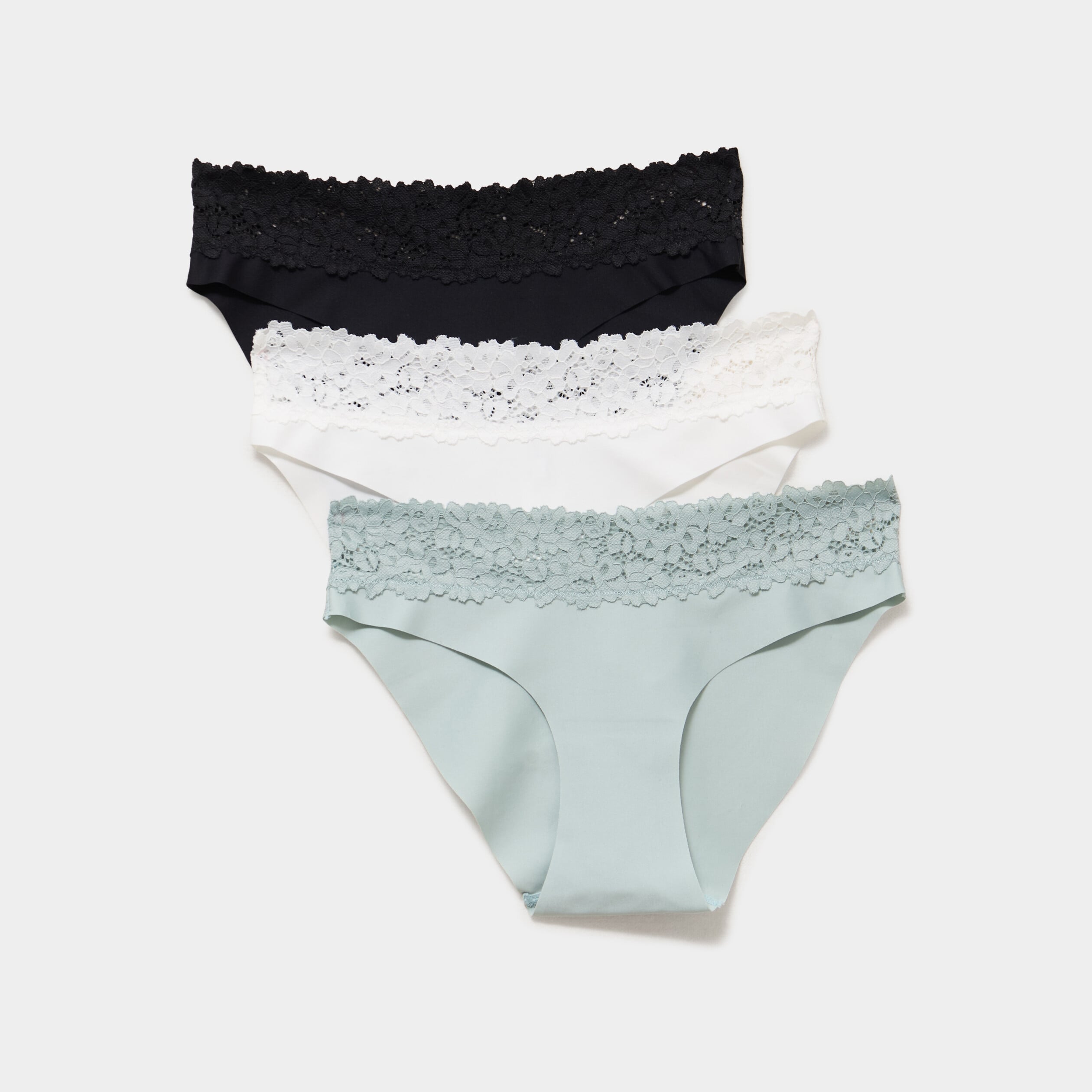 Lot 3 culottes avec dentelle vert clair femme