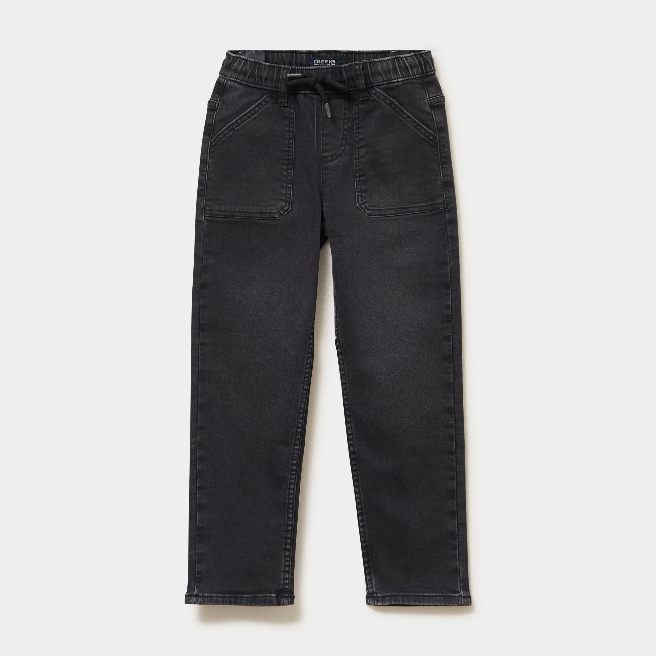 Jeans jogger droit taille &eacute;lastiqu&eacute;e denim noir gar&ccedil;on