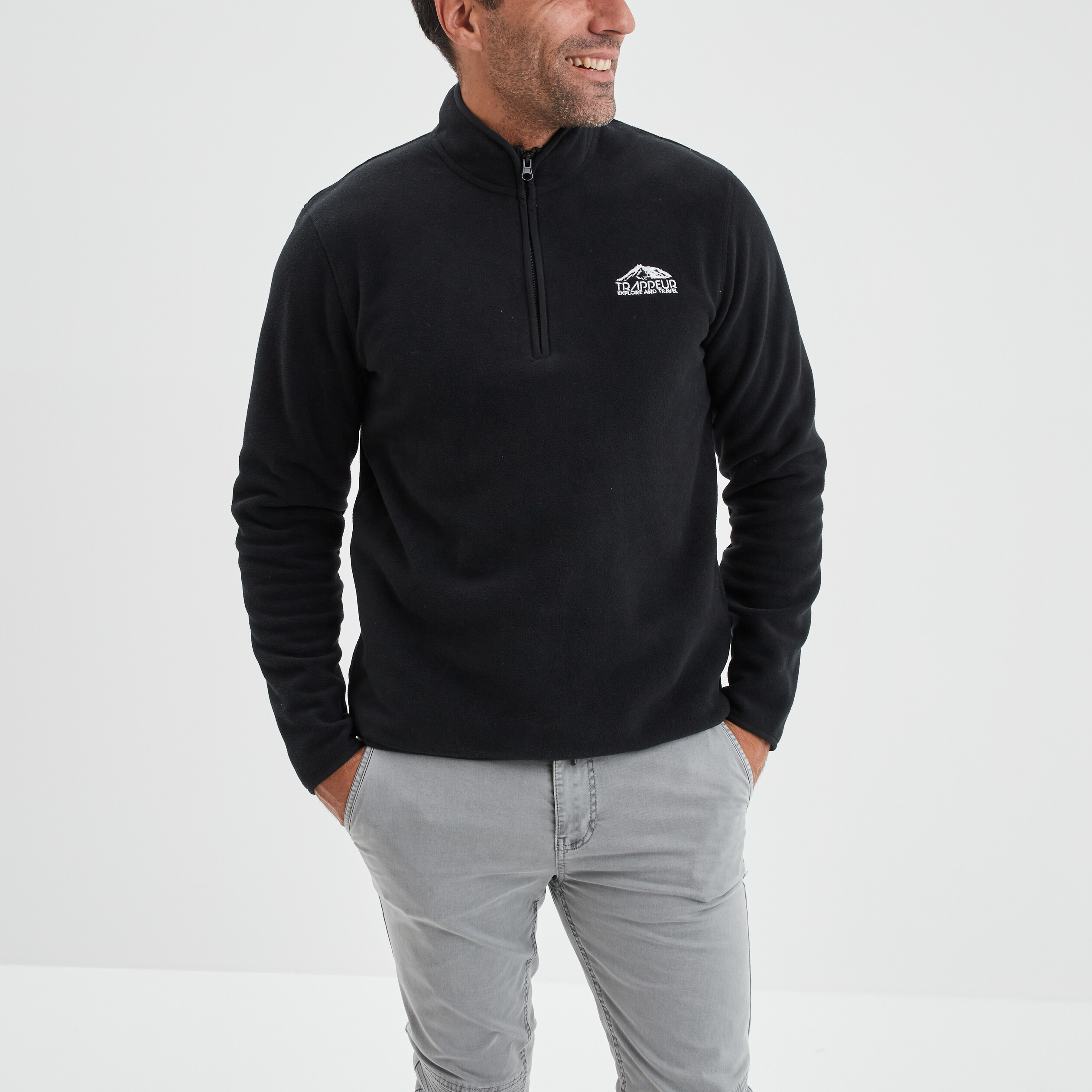 Sweat polaire camionneur Trappeur noir homme