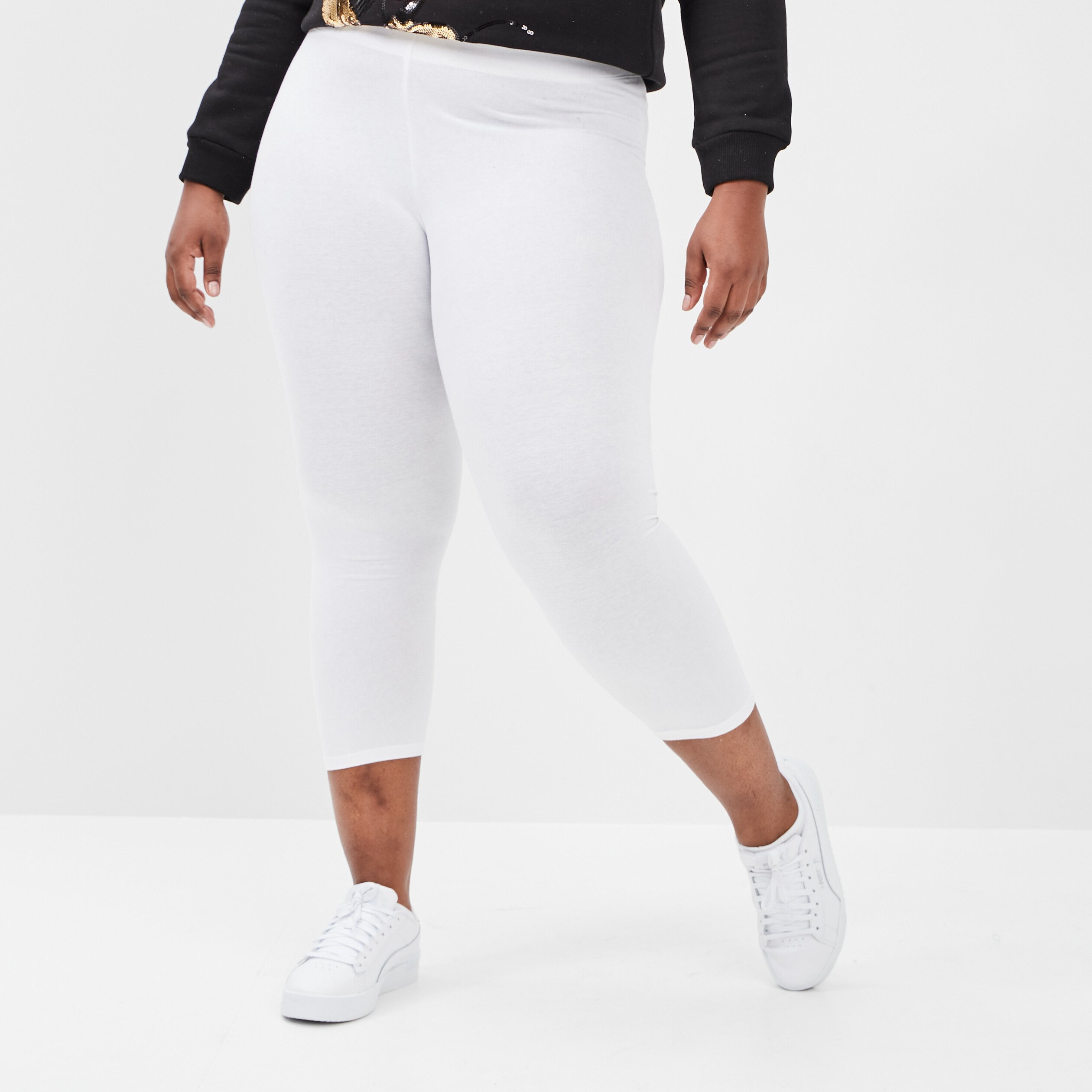 Leggings 7/8ème blanc femme grande taille