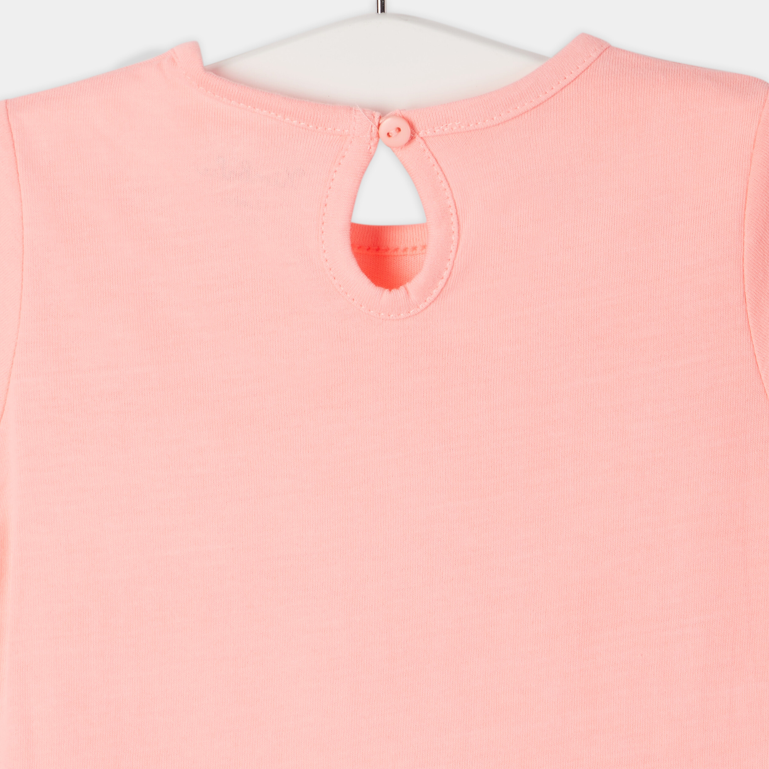 t shirt a manches courtes coton rose fluo bebef T-shirt à manches courtes coton rose fluo bébé fille