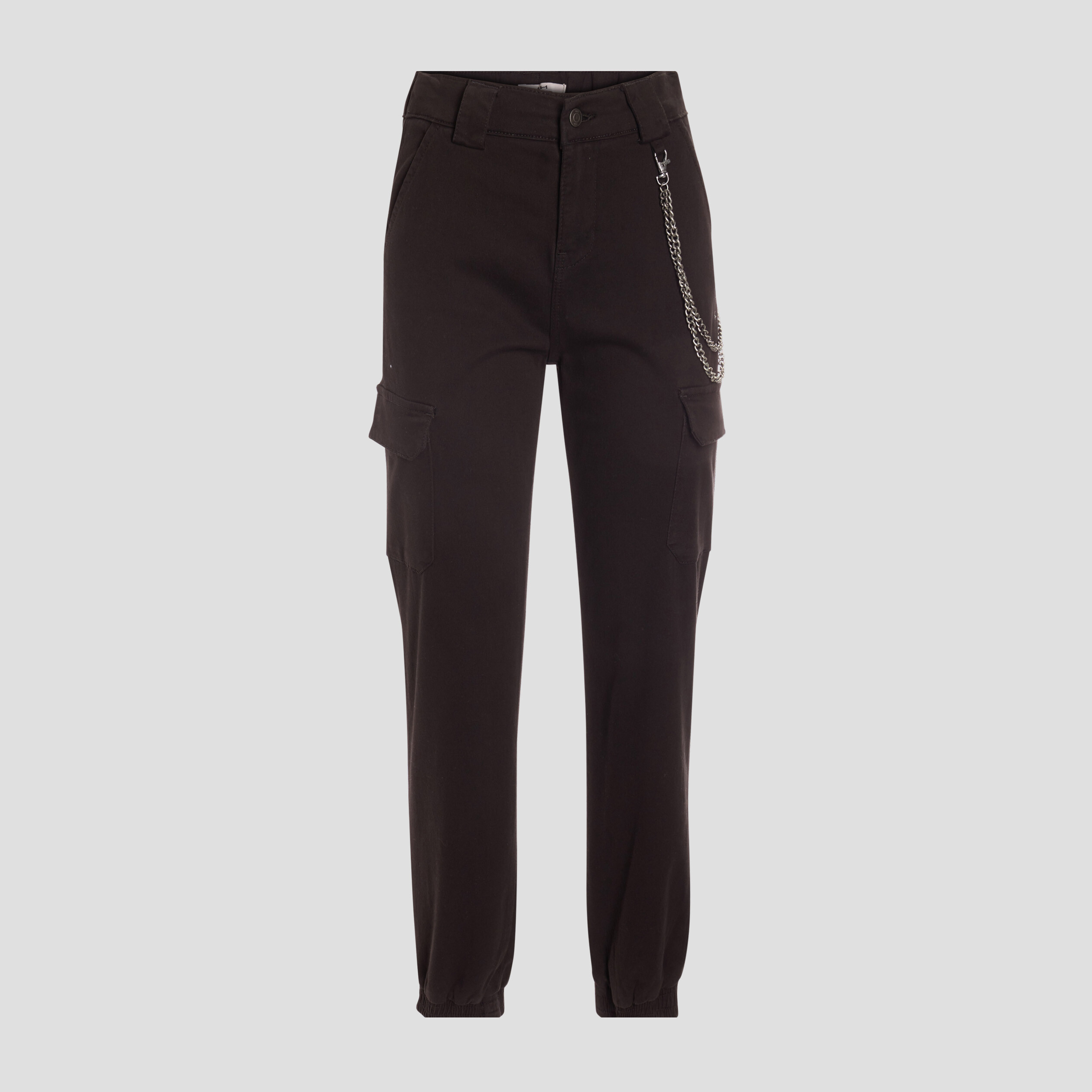 Pantalon cargo avec chaîne noir femme