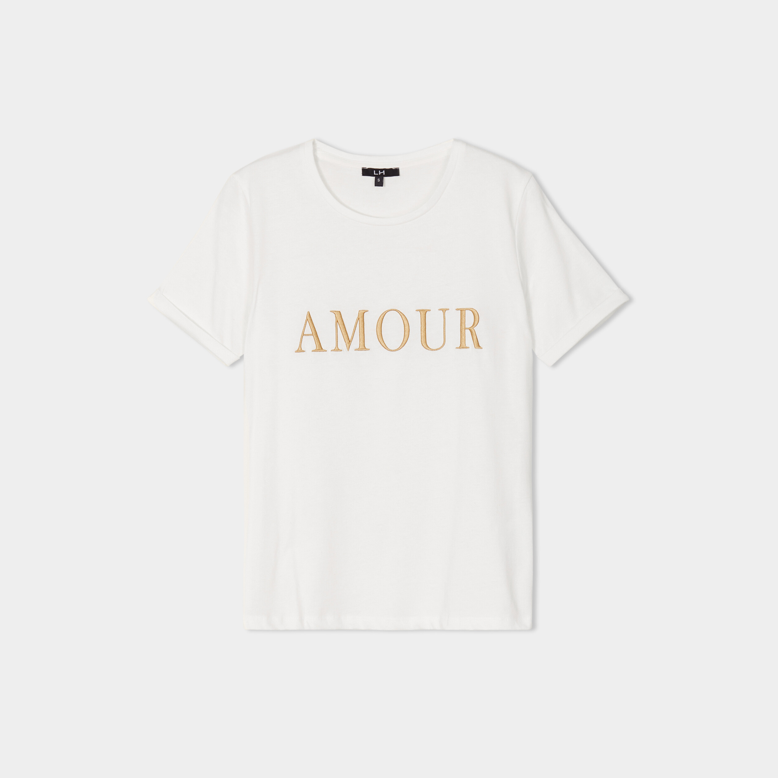 t shirt brode manches courtes coton blanc femme T-shirt brodé manches courtes coton blanc femme