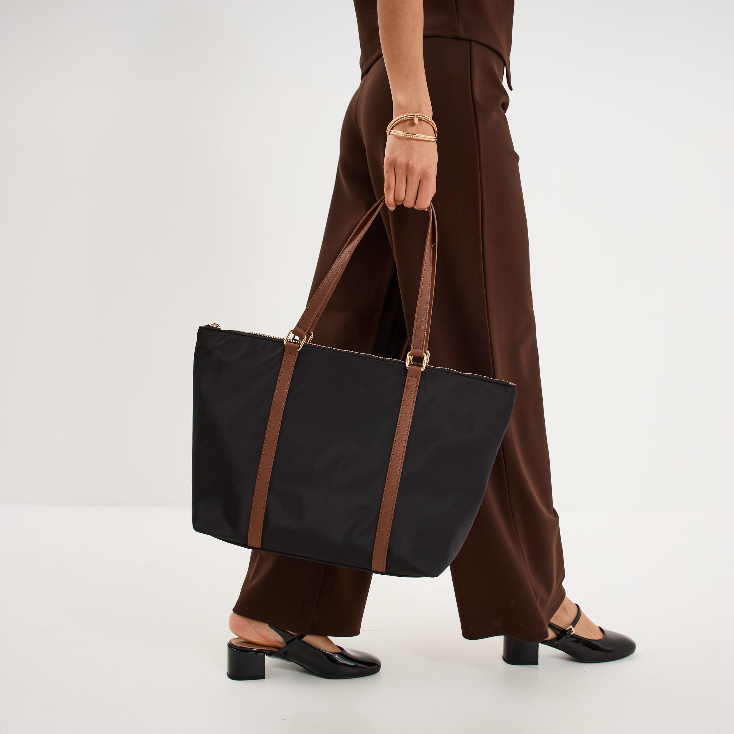Sac cabas avec anses noir femme