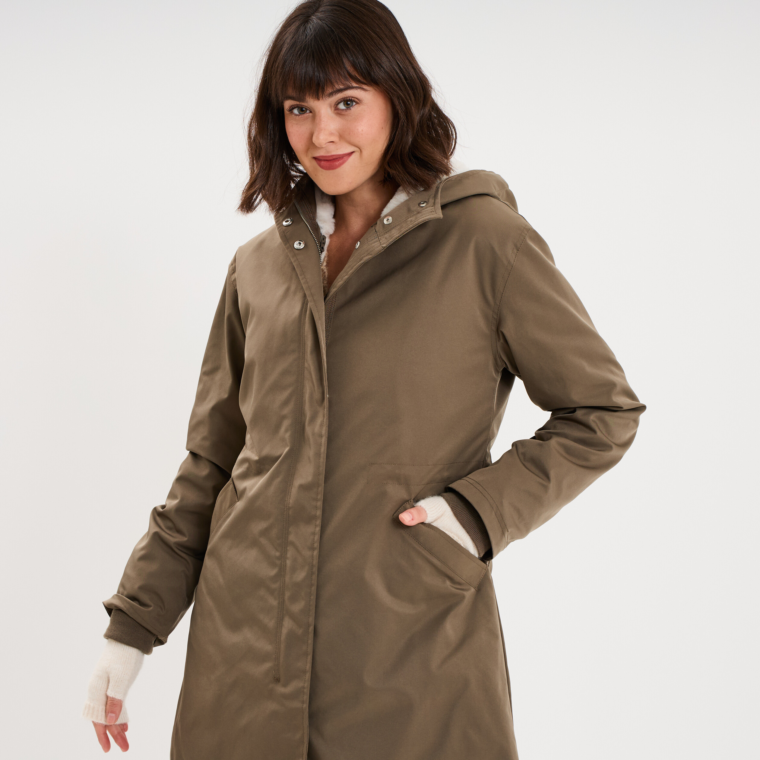 Parka 3-en-1 avec capuche amovible marron fonc&eacute; femme