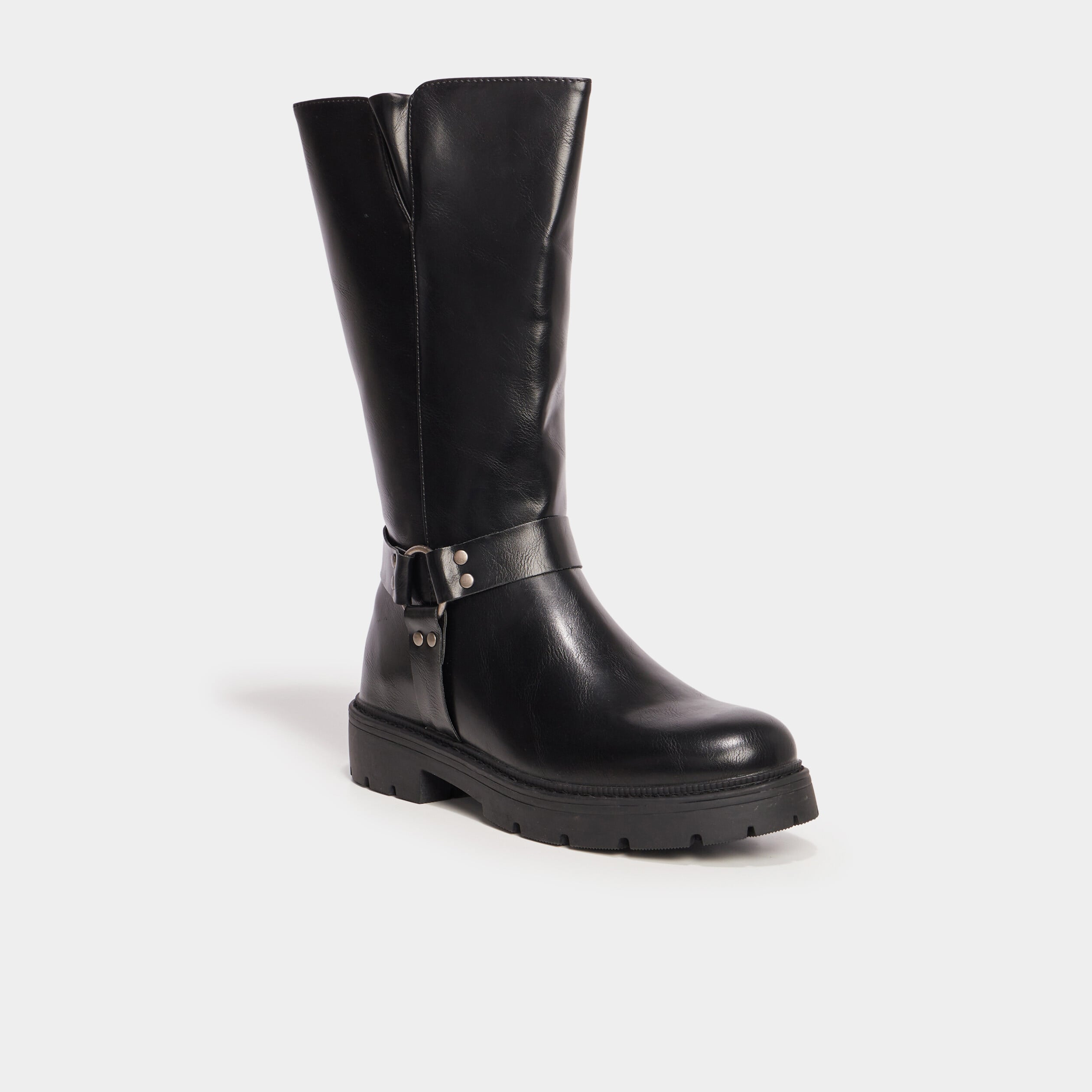 Bottes crant&eacute;es avec boucles noir femme