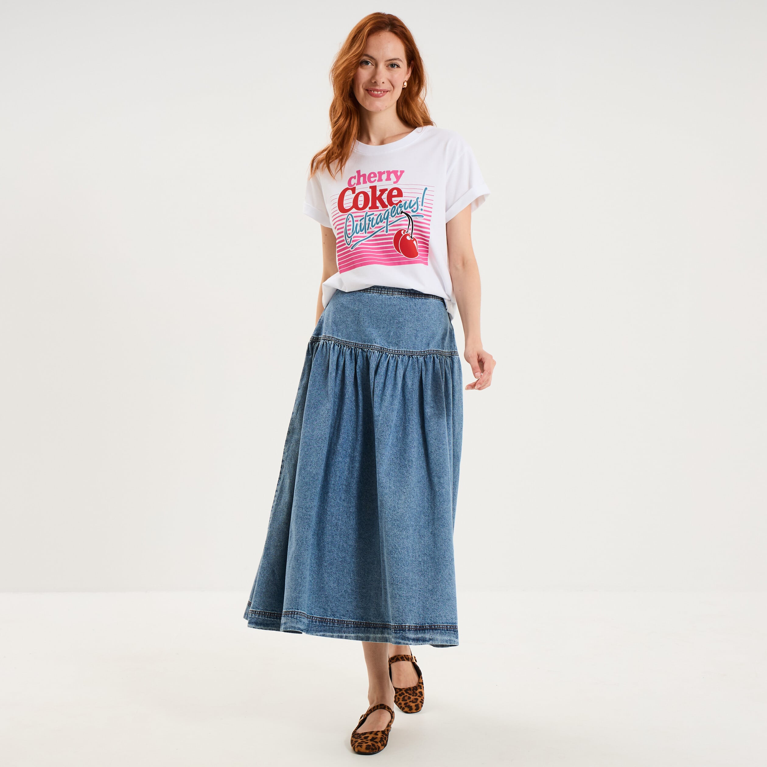 T-shirt manches courtes coton Coca Cola blanc femme
