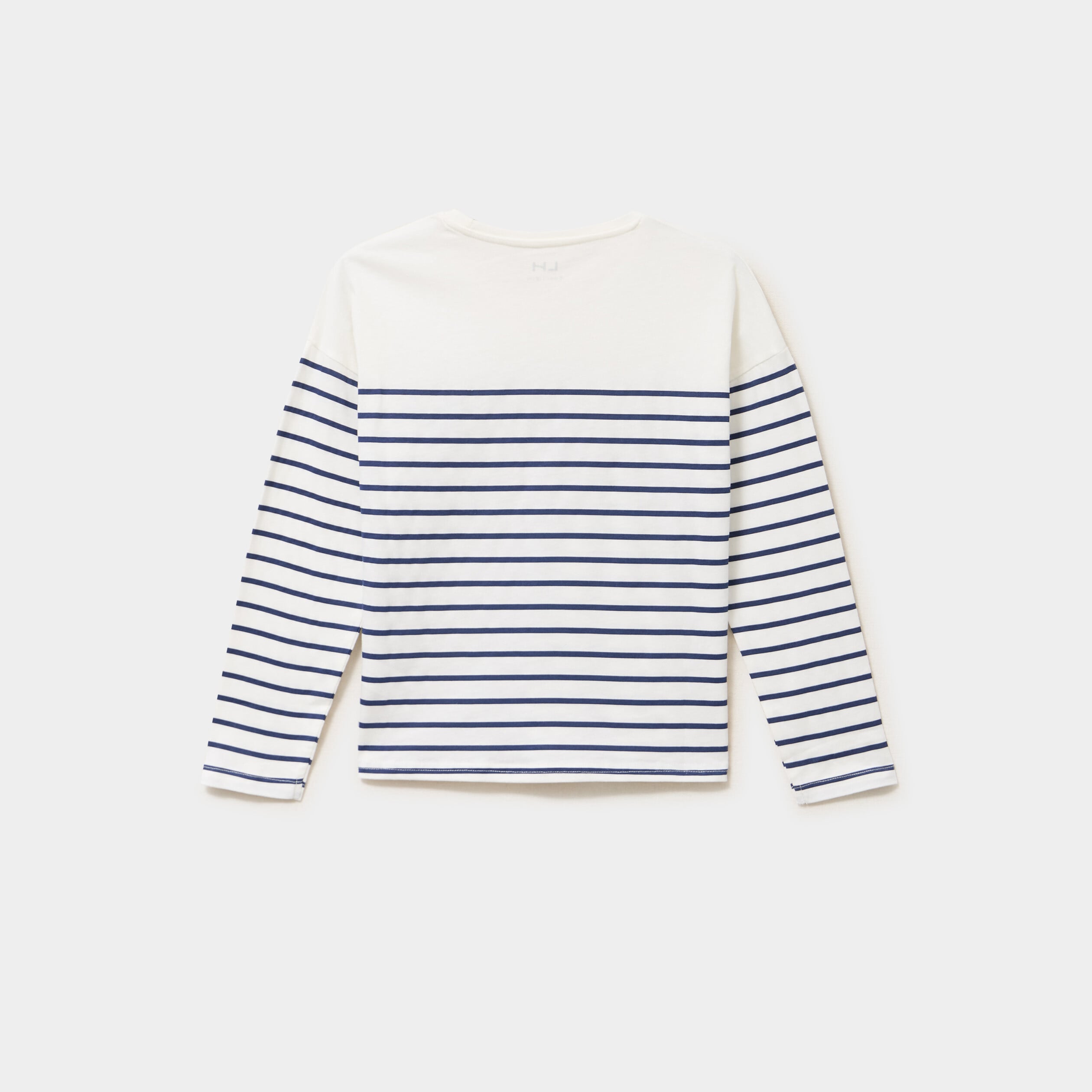 T-shirt coton col rond manches longues bleu marine fille