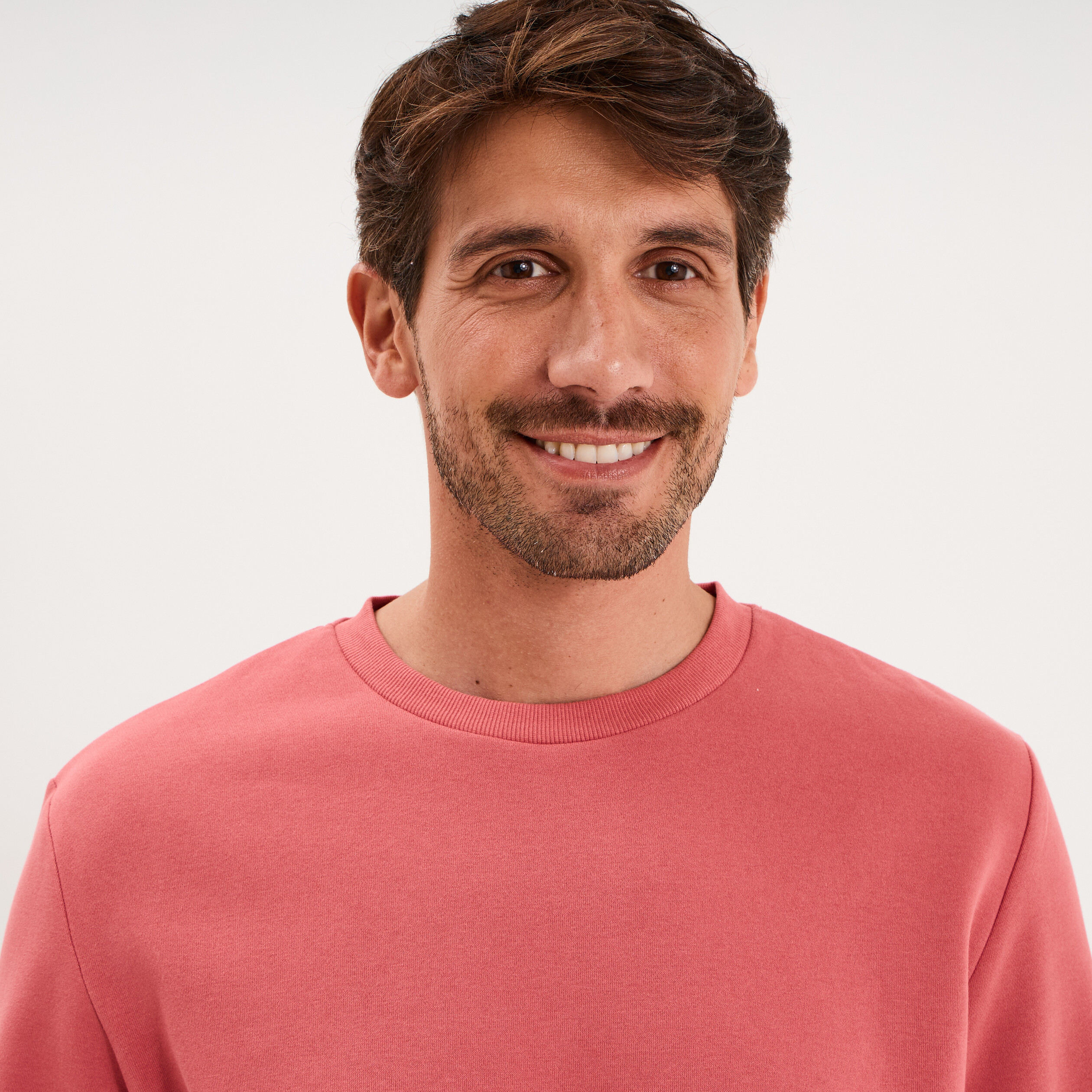 Sweat molleton col rond vieux rose homme