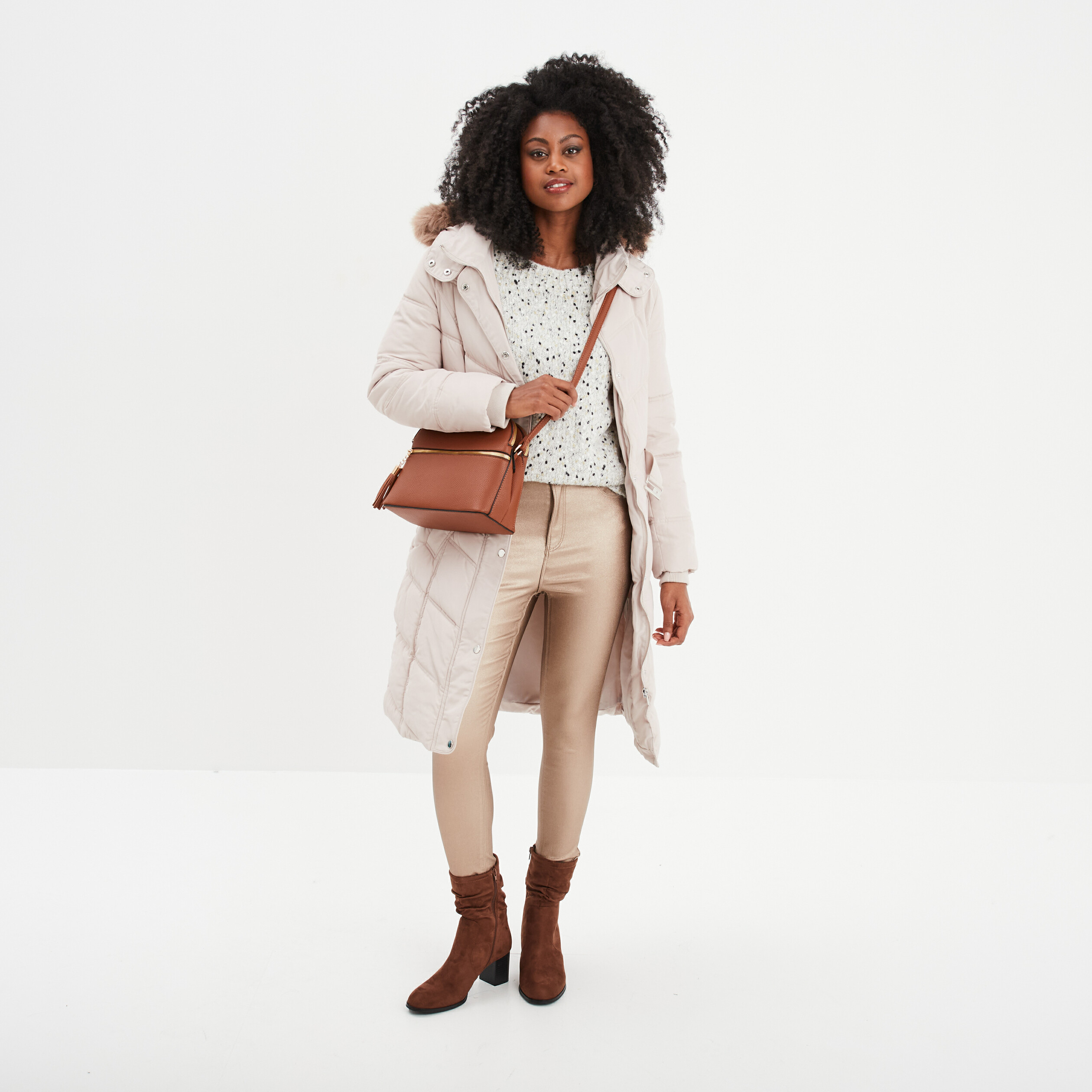 Pull manches longues col montant east American Vintage gris | La Redoute