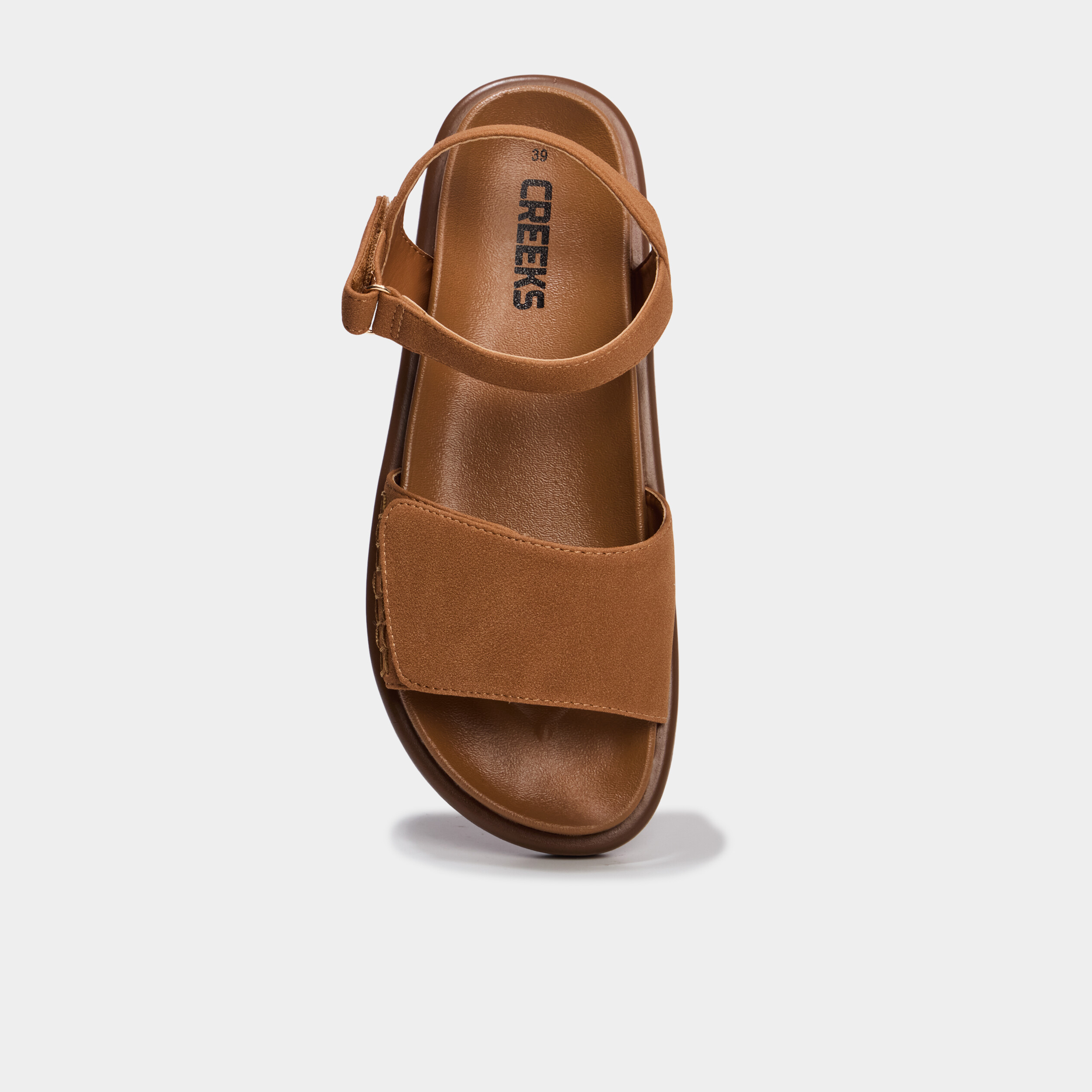 Sandales &agrave; scratchs effet su&eacute;dine marron femme