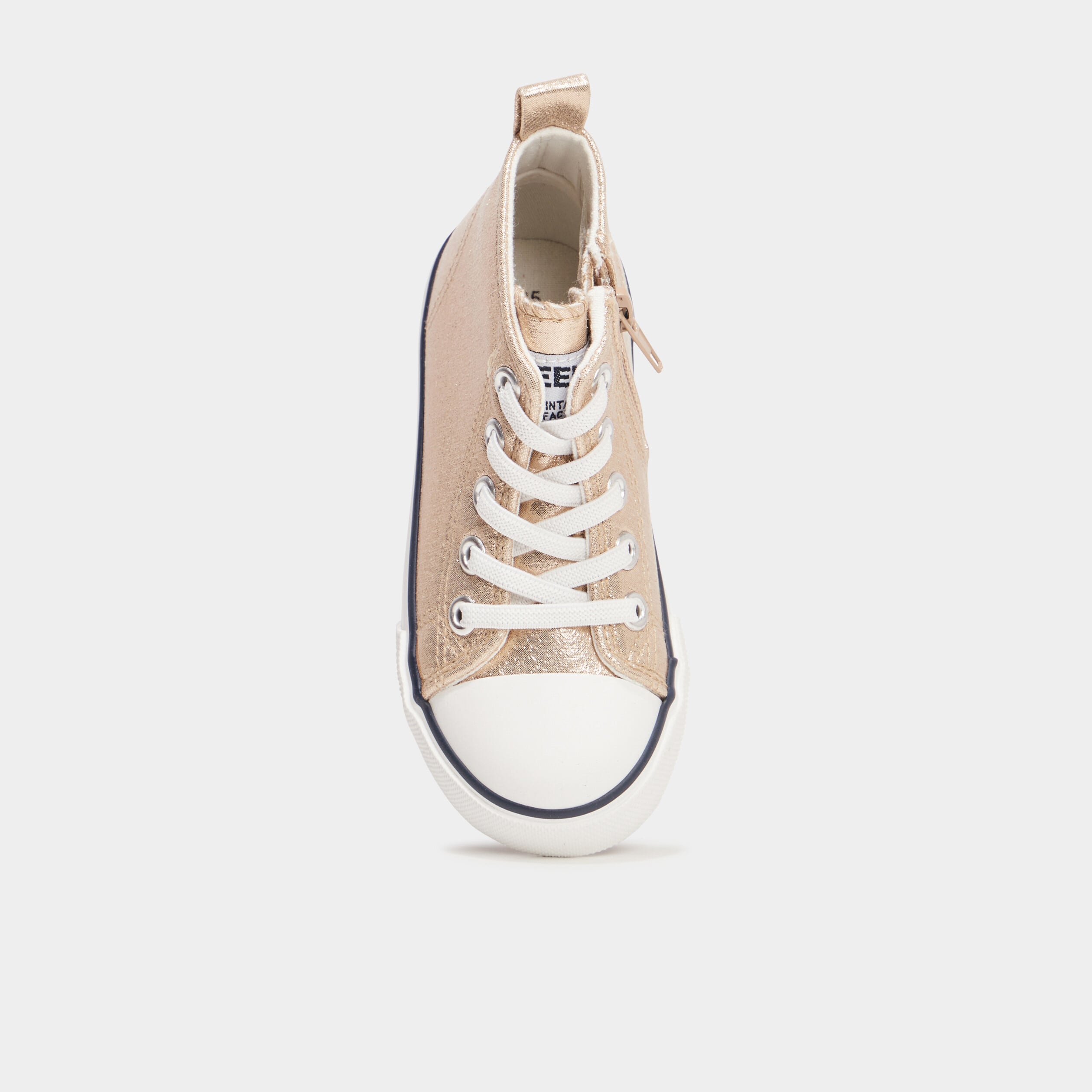 Baskets montantes en toile bout renforc&eacute; jaune or fille