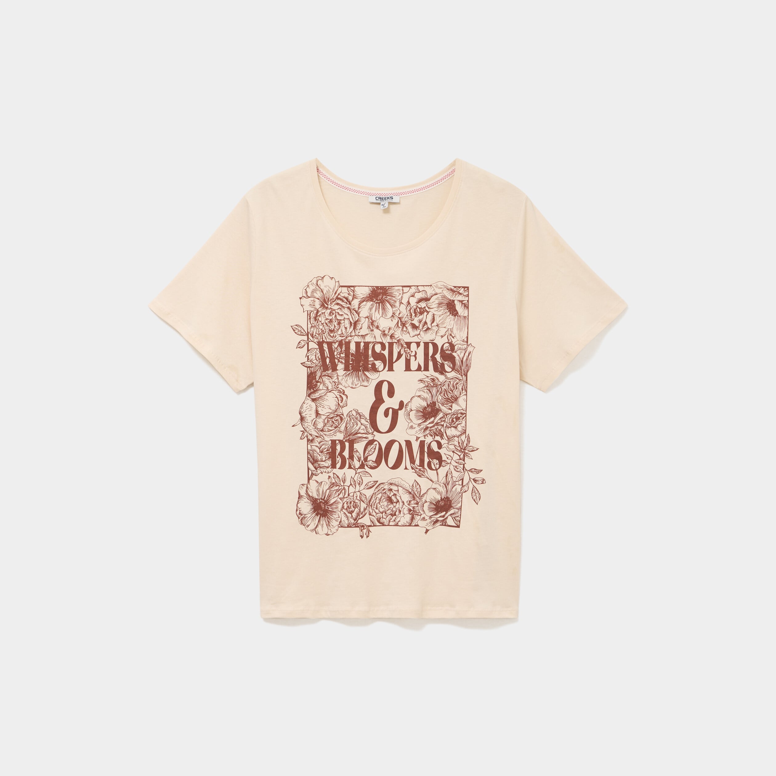 T-shirt manches courtes col rond coton ivoire femme grande taille