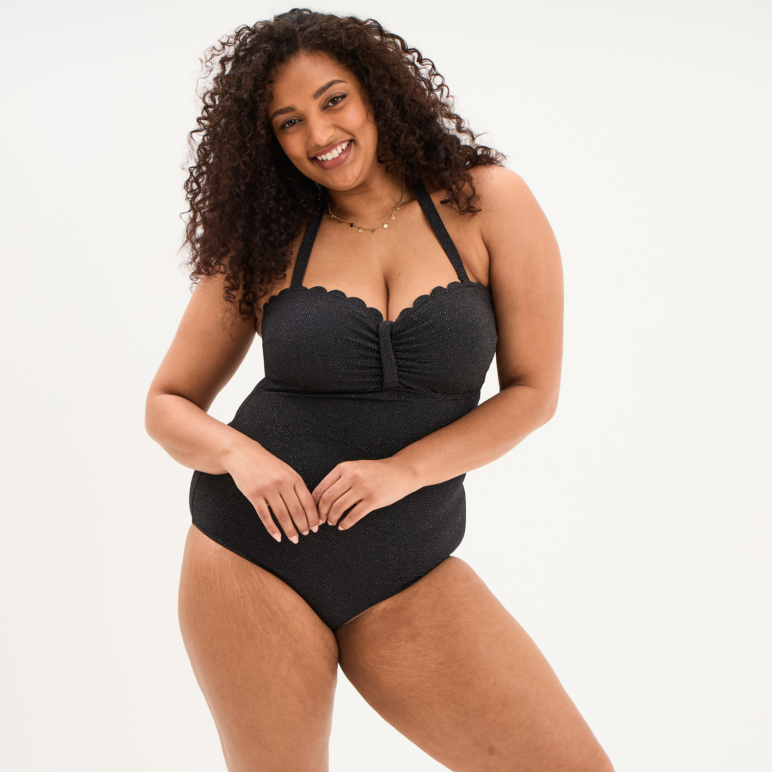 Maillot de bain une pi&egrave;ce balconnet noir femme grande taille