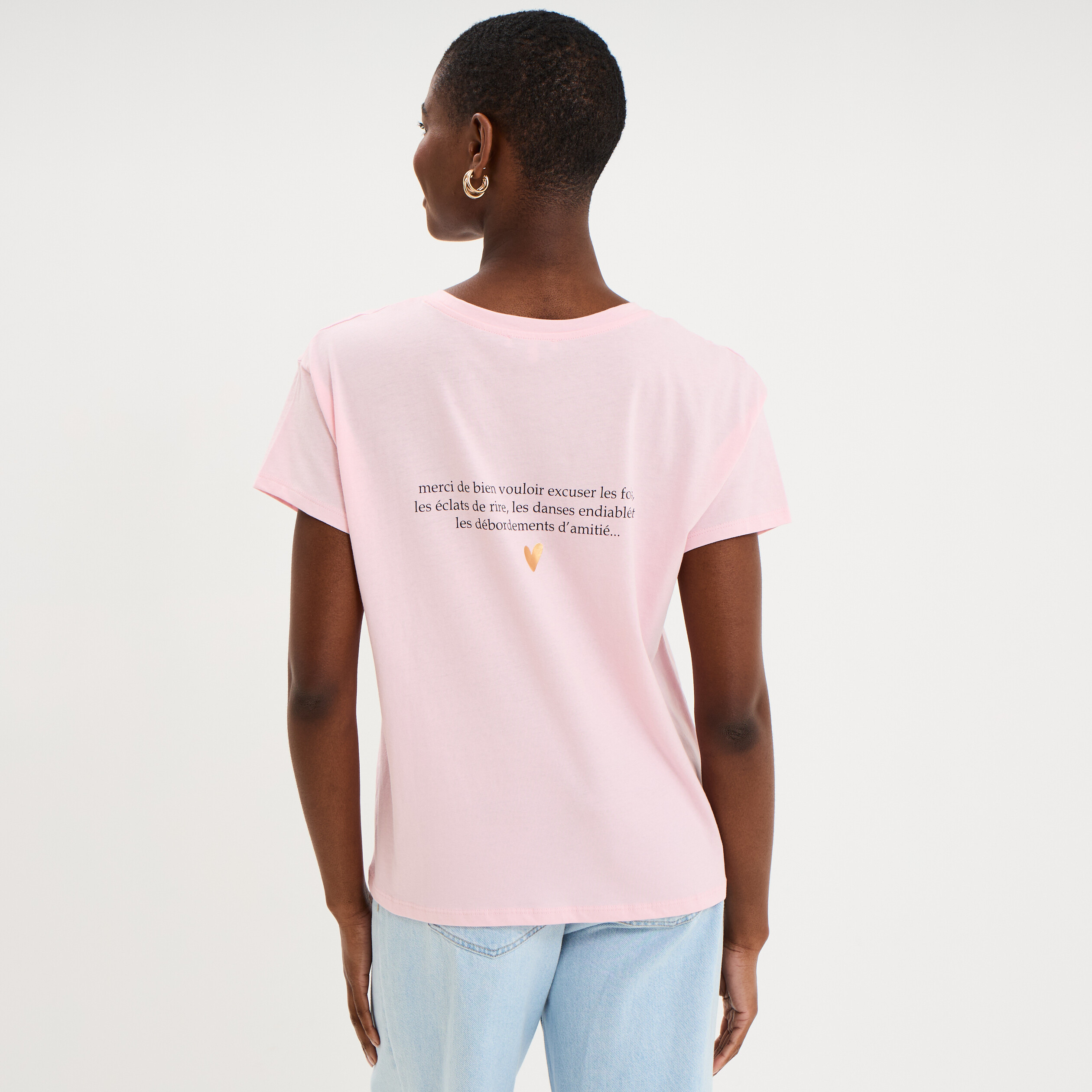 T-shirt EVJF oversize coton rose femme