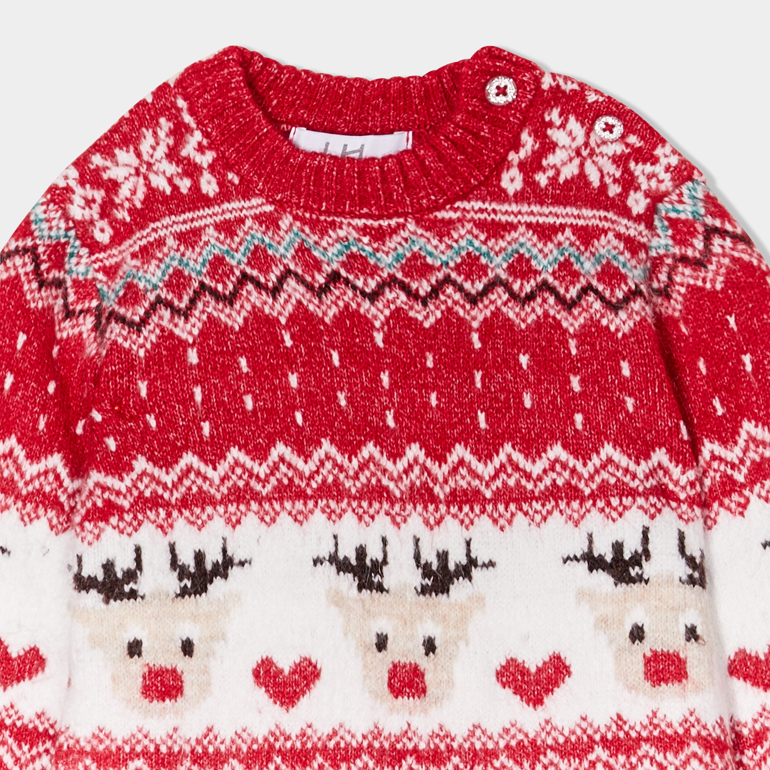 robe pull noel col rond manches longues rouge bebef Robe pull Noël col rond manches longues rouge bébé fille