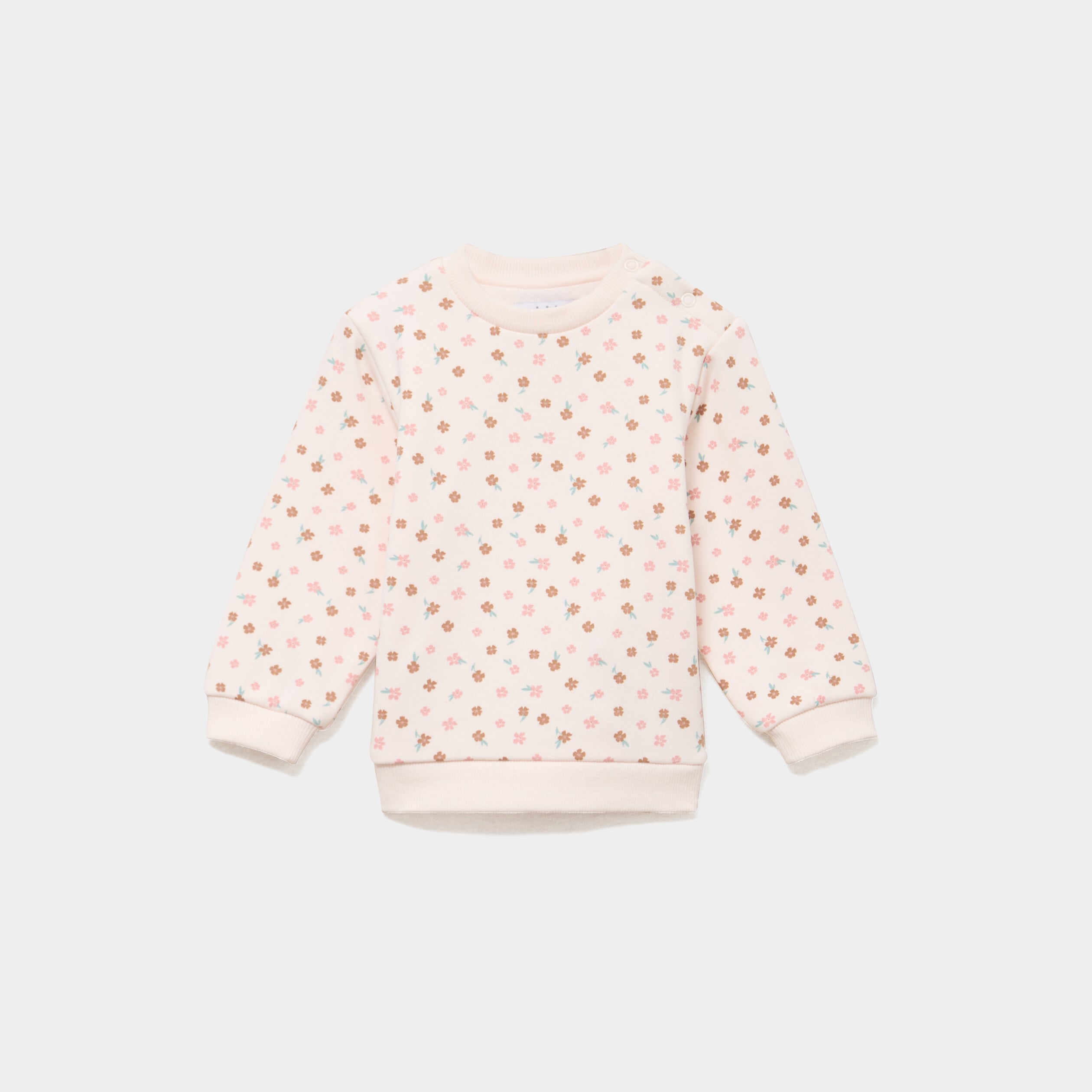 Sweat molletonn&eacute; avec boutons &eacute;paule creme b&eacute;b&eacute; fille