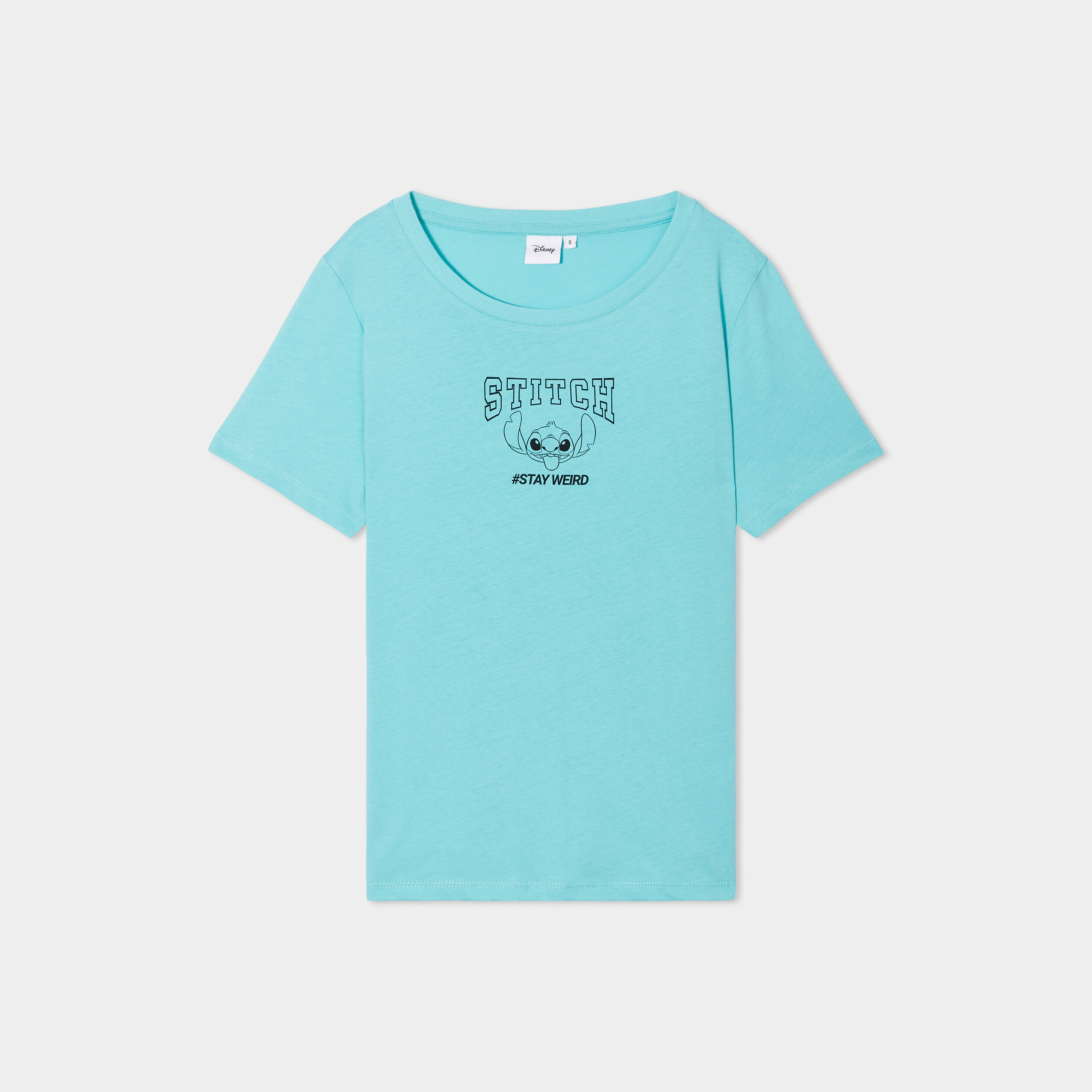 t shirt col rond manches courtes stitch vert menthe femme T-shirt col rond manches courtes Stitch vert menthe femme