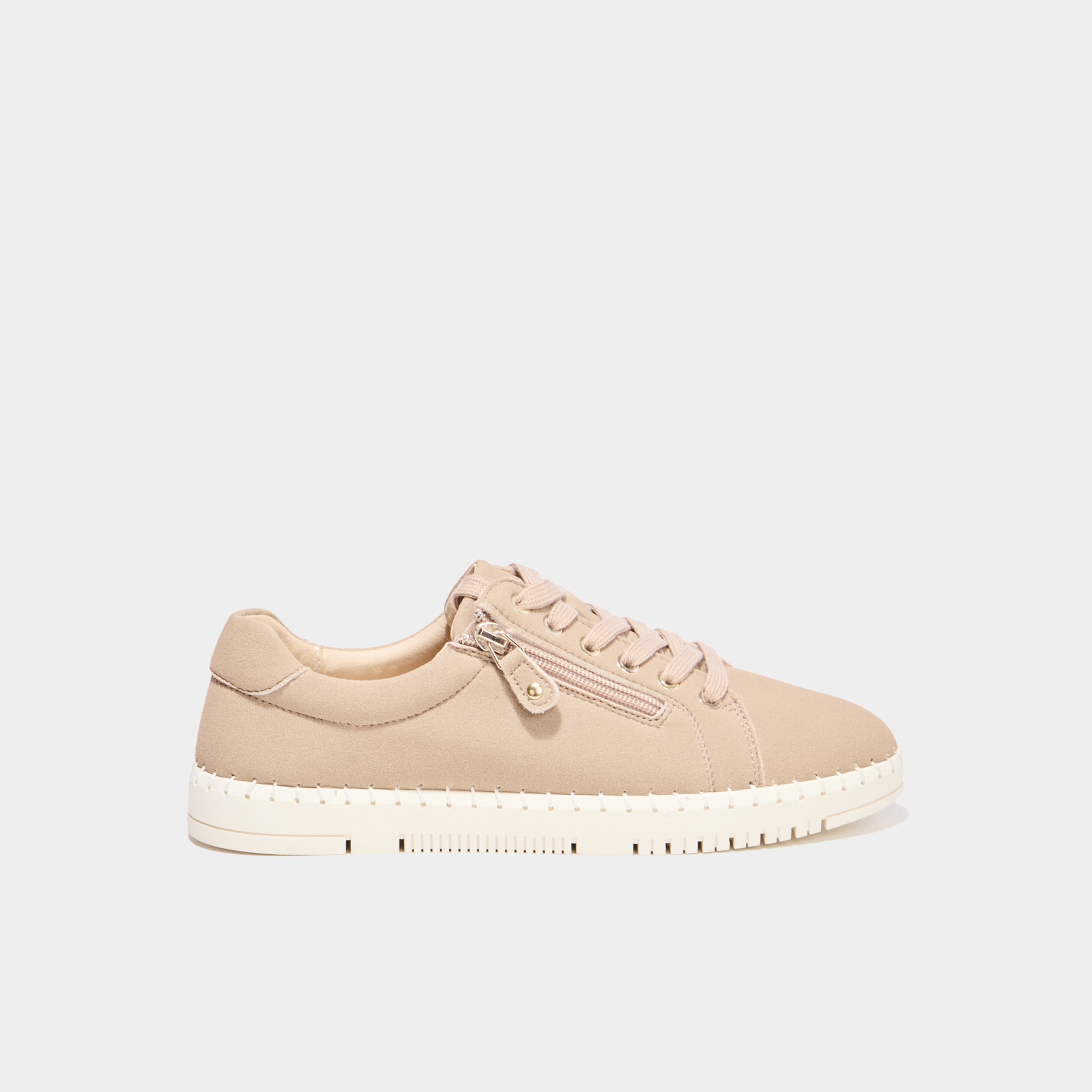 Tennis basses zipp&eacute;es sable femme