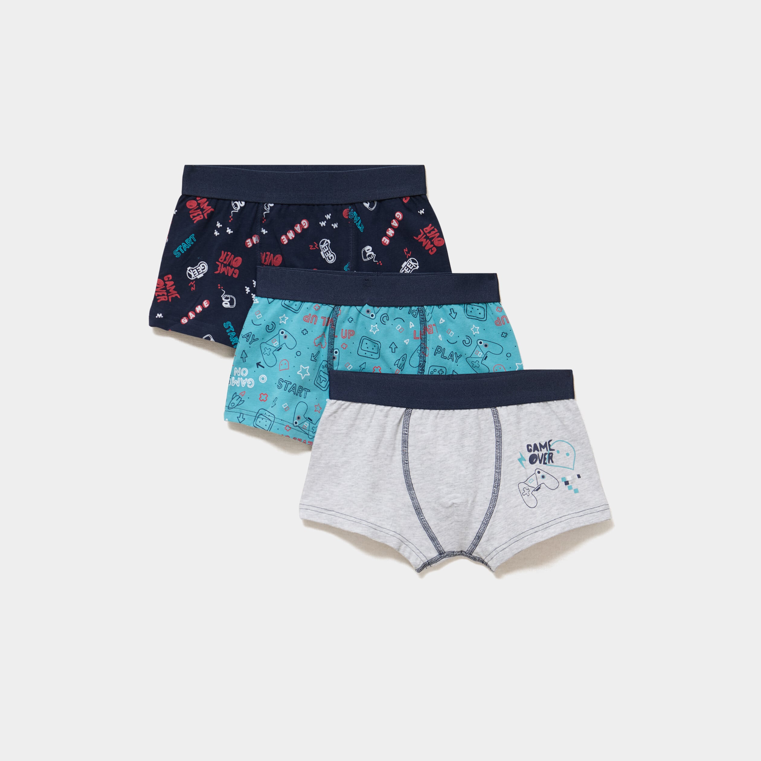 Lot 3 boxers coton majoritaire bleu marine gar&ccedil;on