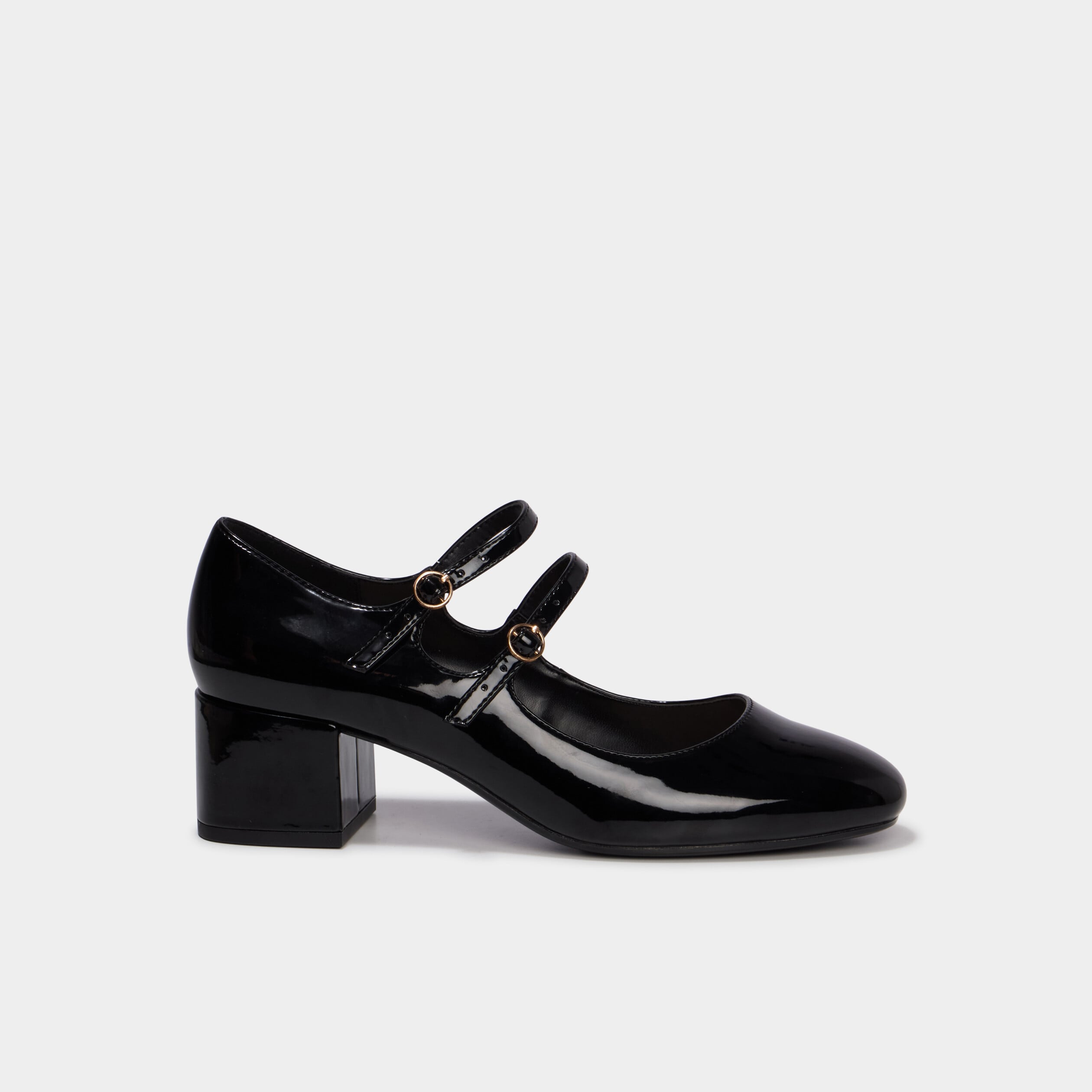 Babies en vernis &agrave; talons noir femme