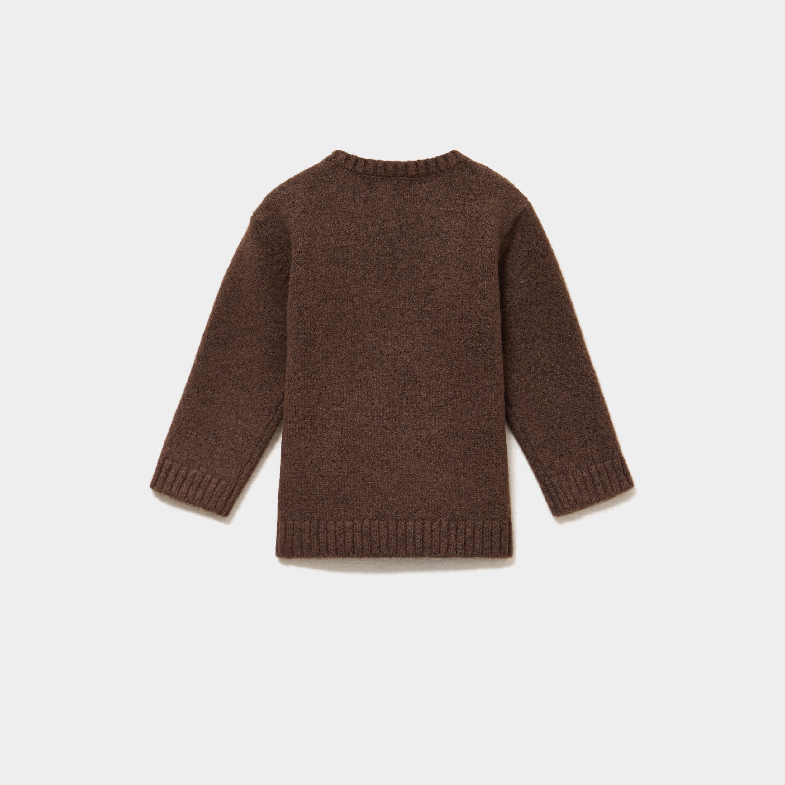 Pull col rond boutons &eacute;paule marron fonc&eacute; b&eacute;b&eacute; gar&ccedil;on