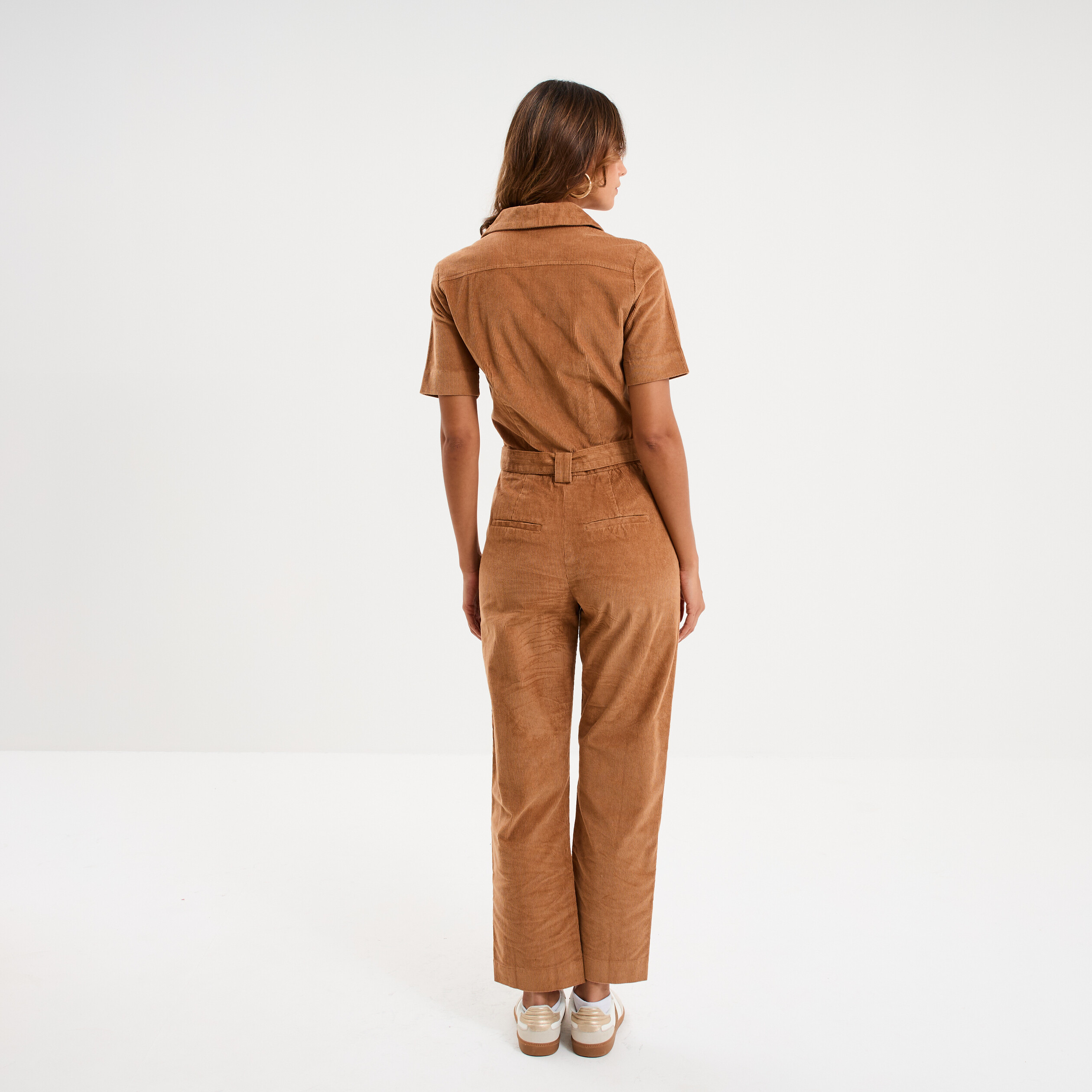 Combinaison pantalon cropped en velours beige femme