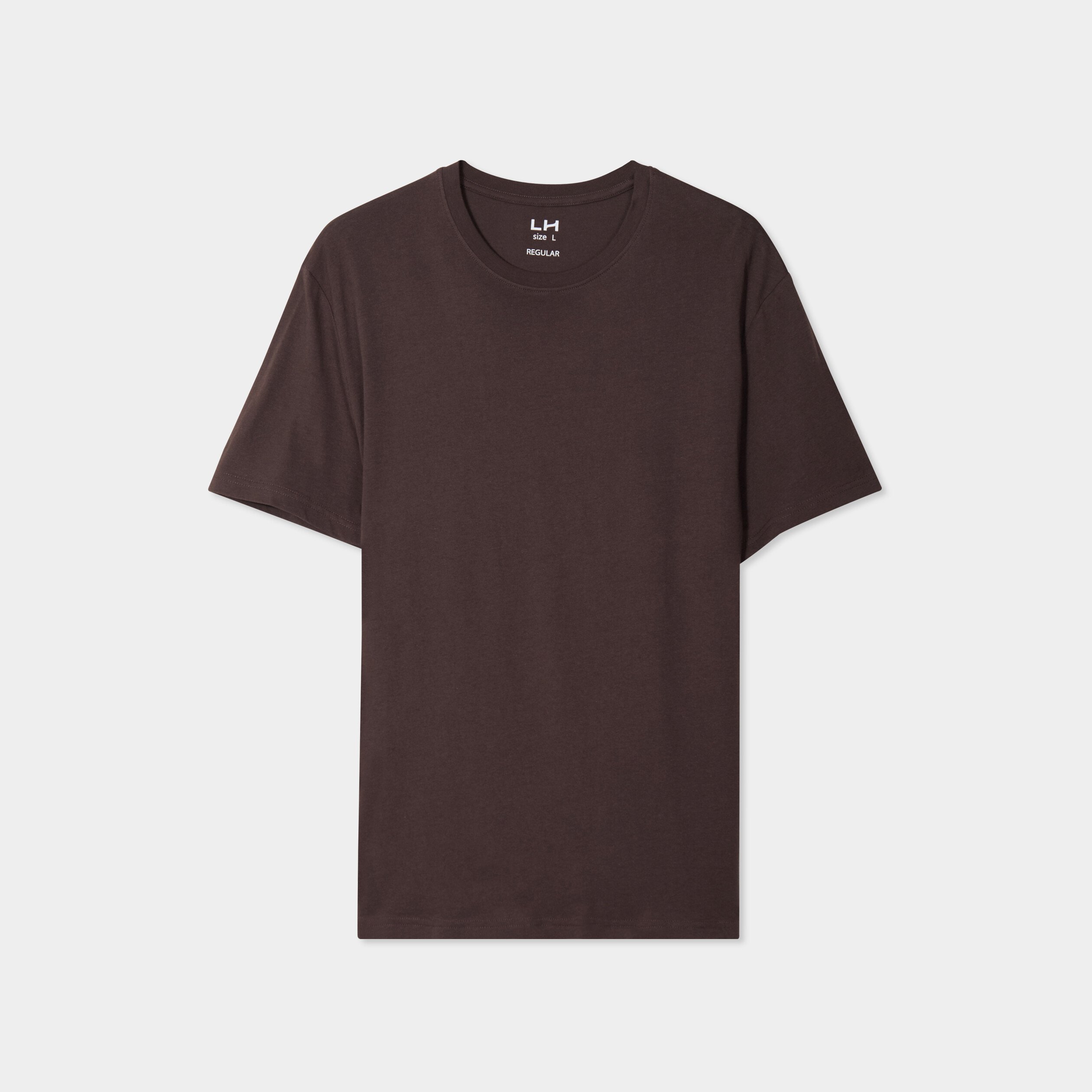 T-shirt en coton manches courtes marron foncé homme