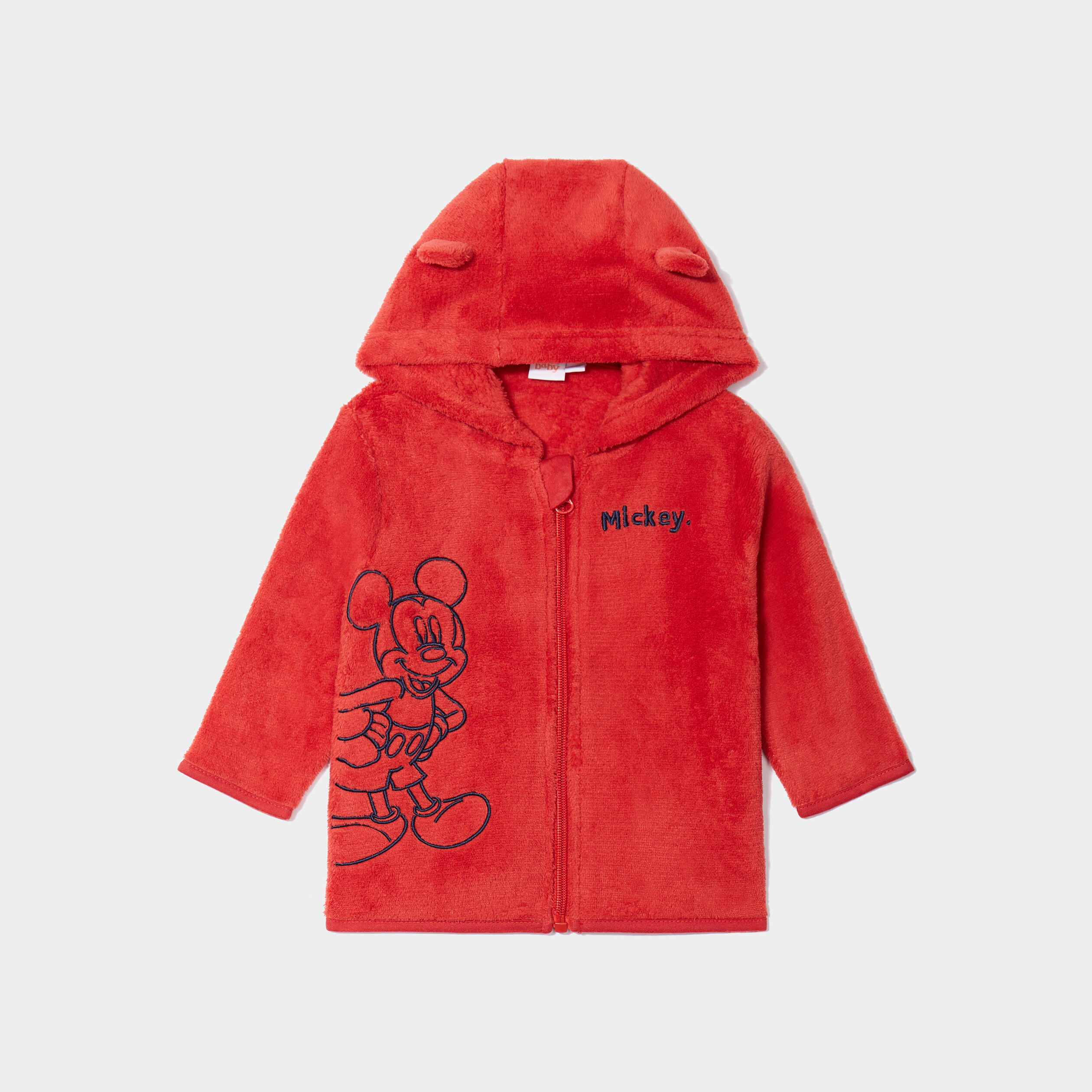 gilet fausse fourrure a capuche mickey orange fonce bebeg Gilet fausse fourrure à capuche Mickey orange foncé bébé garçon