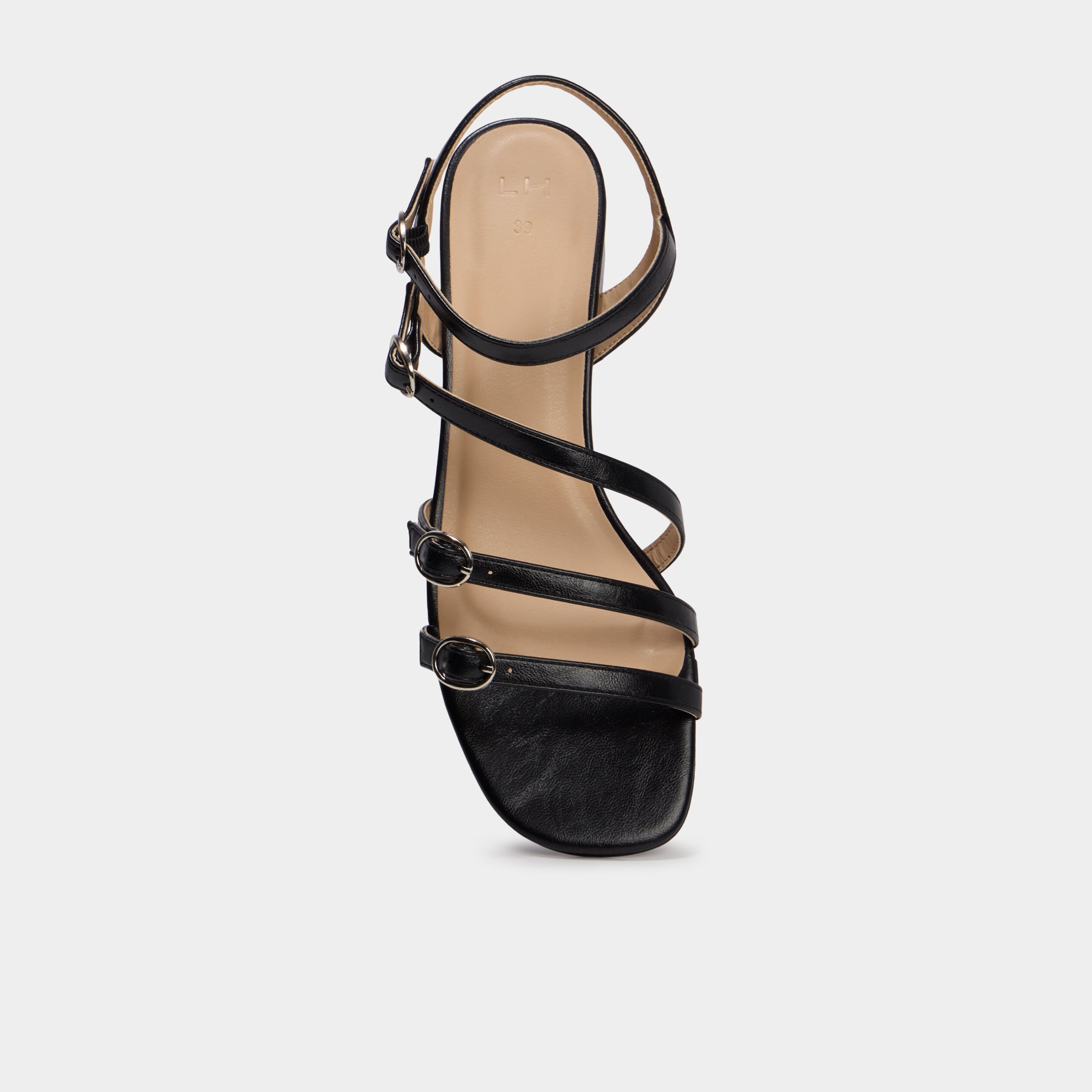 Sandales multibrides &agrave; talons noir femme